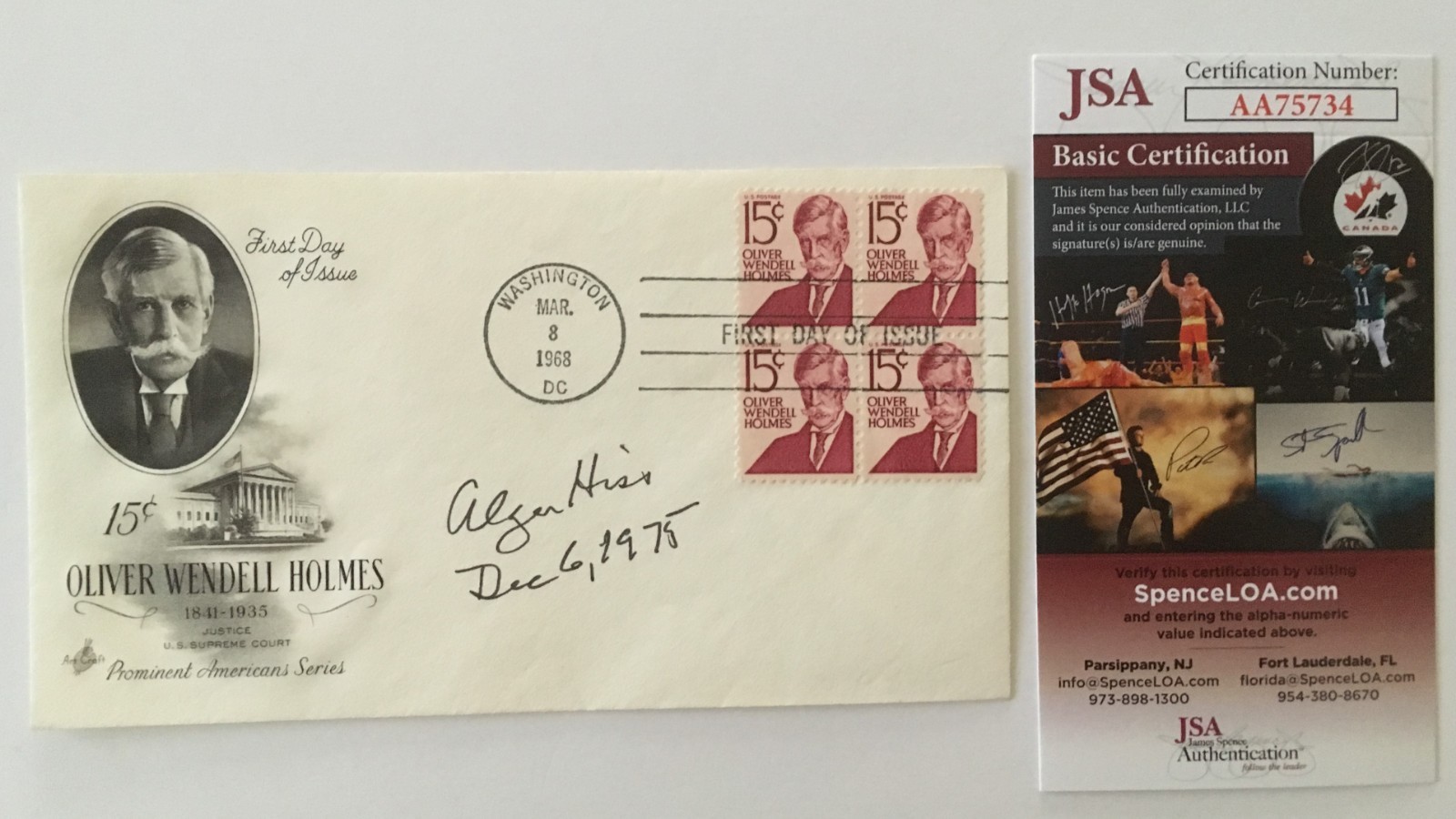 Alger Hiss Signed Autographed First Day Cover JSA Certified Soviet Spy HUAC
