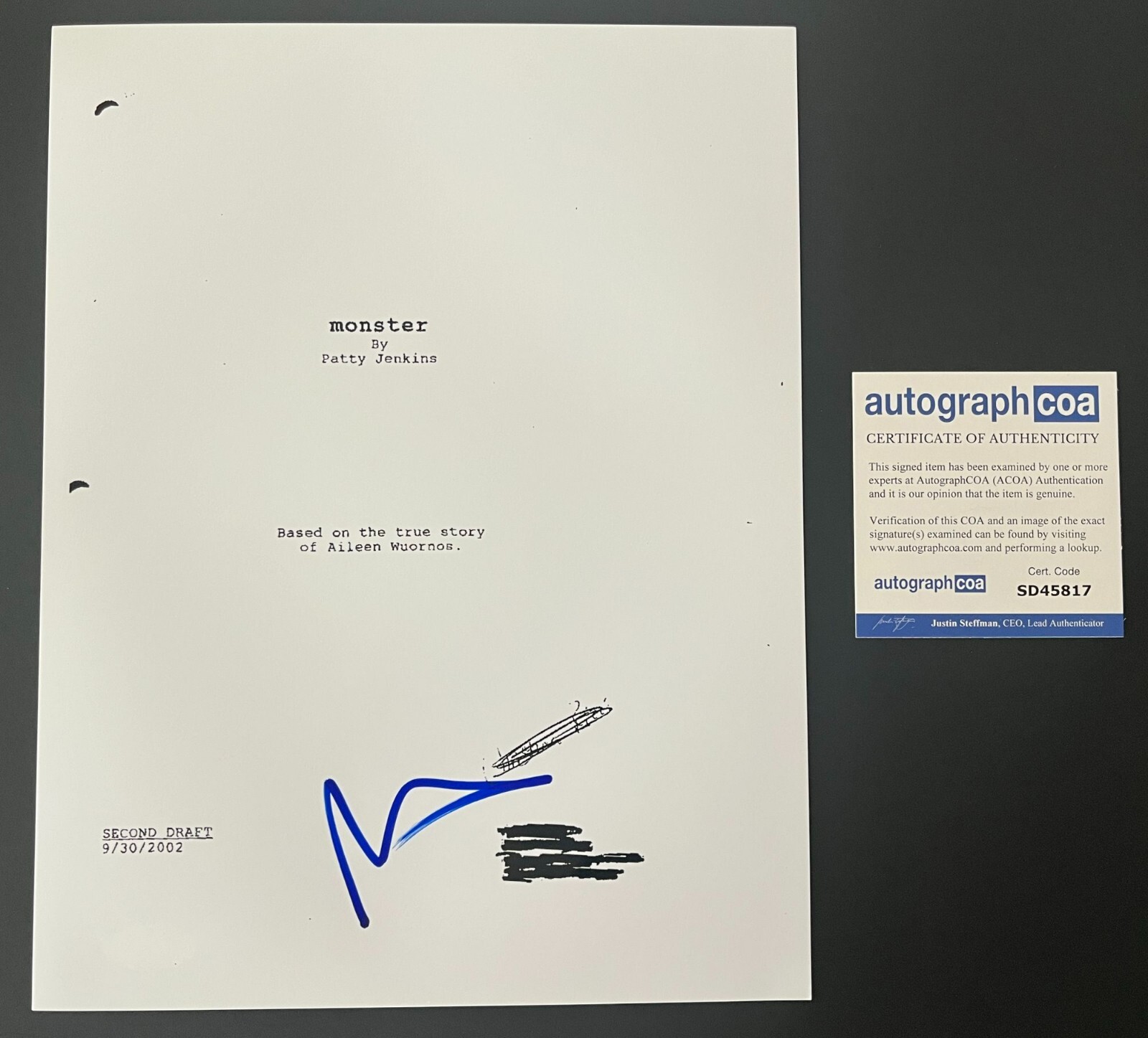 PATTY JENKINS SIGNED AUTOGRAPH MONSTER 127 PAGE SCRIPT w/PROOF
