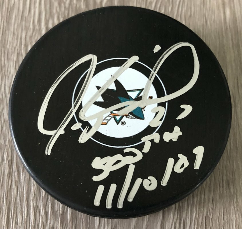 JEREMY ROENICK SIGNED SAN JOSE SHARKS PUCK 500th GOAL INSCRIPTION w/EXACT PROOF
