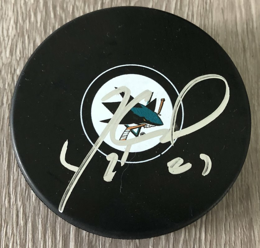 JEREMY ROENICK SIGNED AUTOGRAPH SAN JOSE SHARKS NHL LOGO PUCK B w/EXACT PROOF
