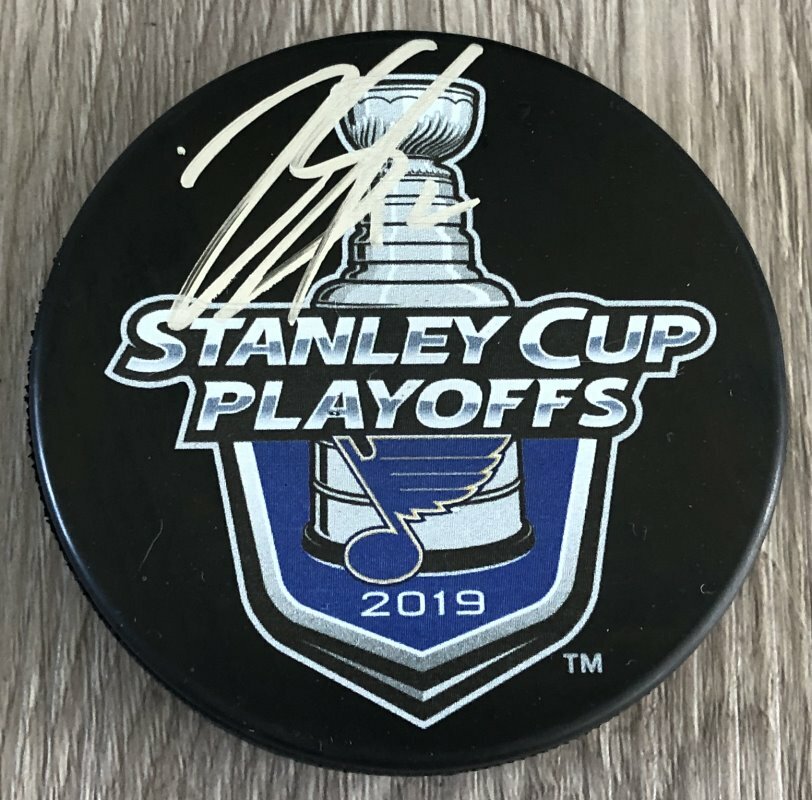 ZACH SANFORD ST. LOUIS BLUES SIGNED 2019 STANLEY CUP PLAYOFFS PUCK B w/PROOF
