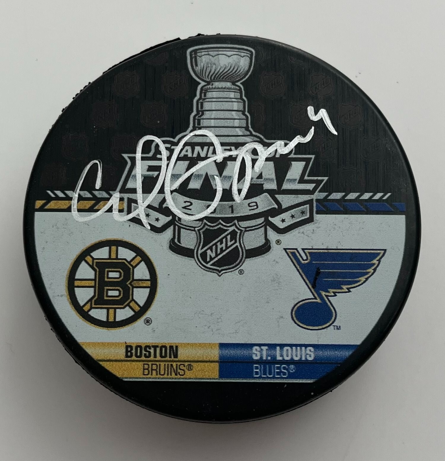 CARL GUNNARSSON SIGNED ST. LOUIS BLUES 2019 STANLEY CUP FINALS PUCK C w/PROOF
