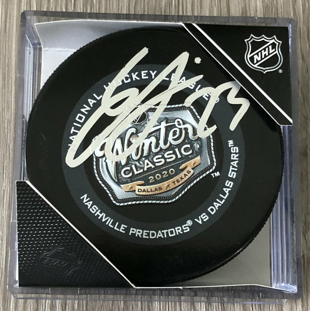 ESA LINDELL DALLAS STARS SIGNED 2020 WINTER CLASSIC GAME PUCK A w/EXACT PROOF
