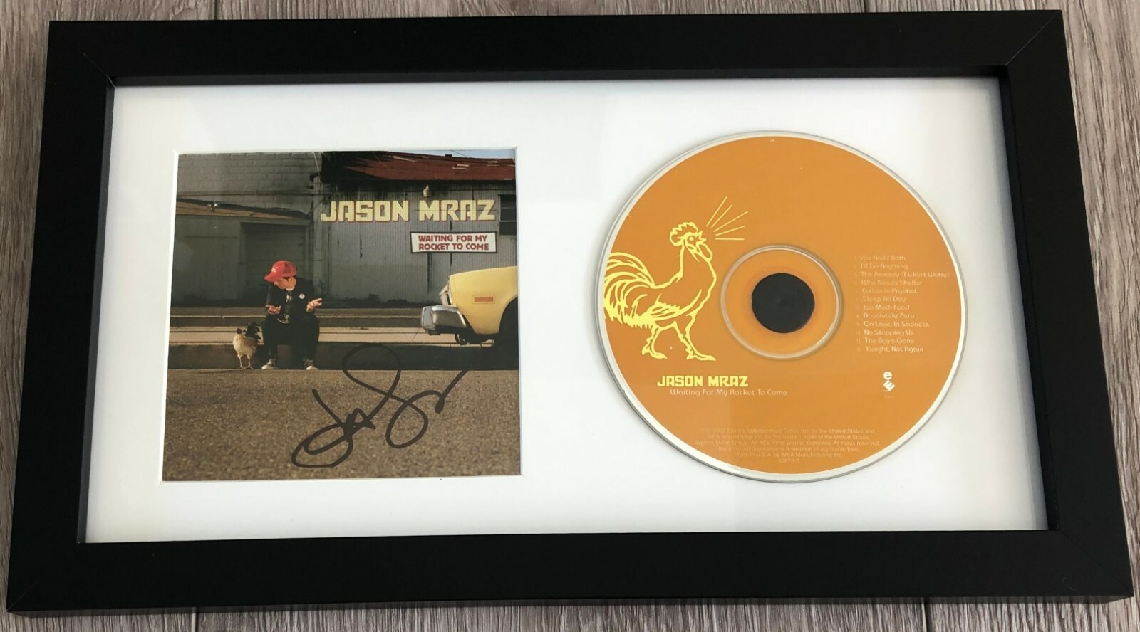 JASON MRAZ SIGNED WAITING FOR MY ROCKET TO COME FRAMED & MATTED CD w/EXACT PROOF
