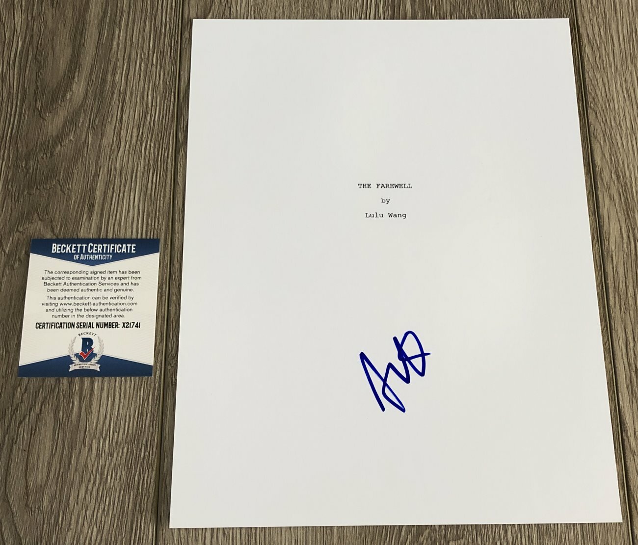 AWKWAFINA SIGNED AUTOGRAPH THE FAREWELL SCRIPT w/EXACT PROOF & BECKETT BAS COA
