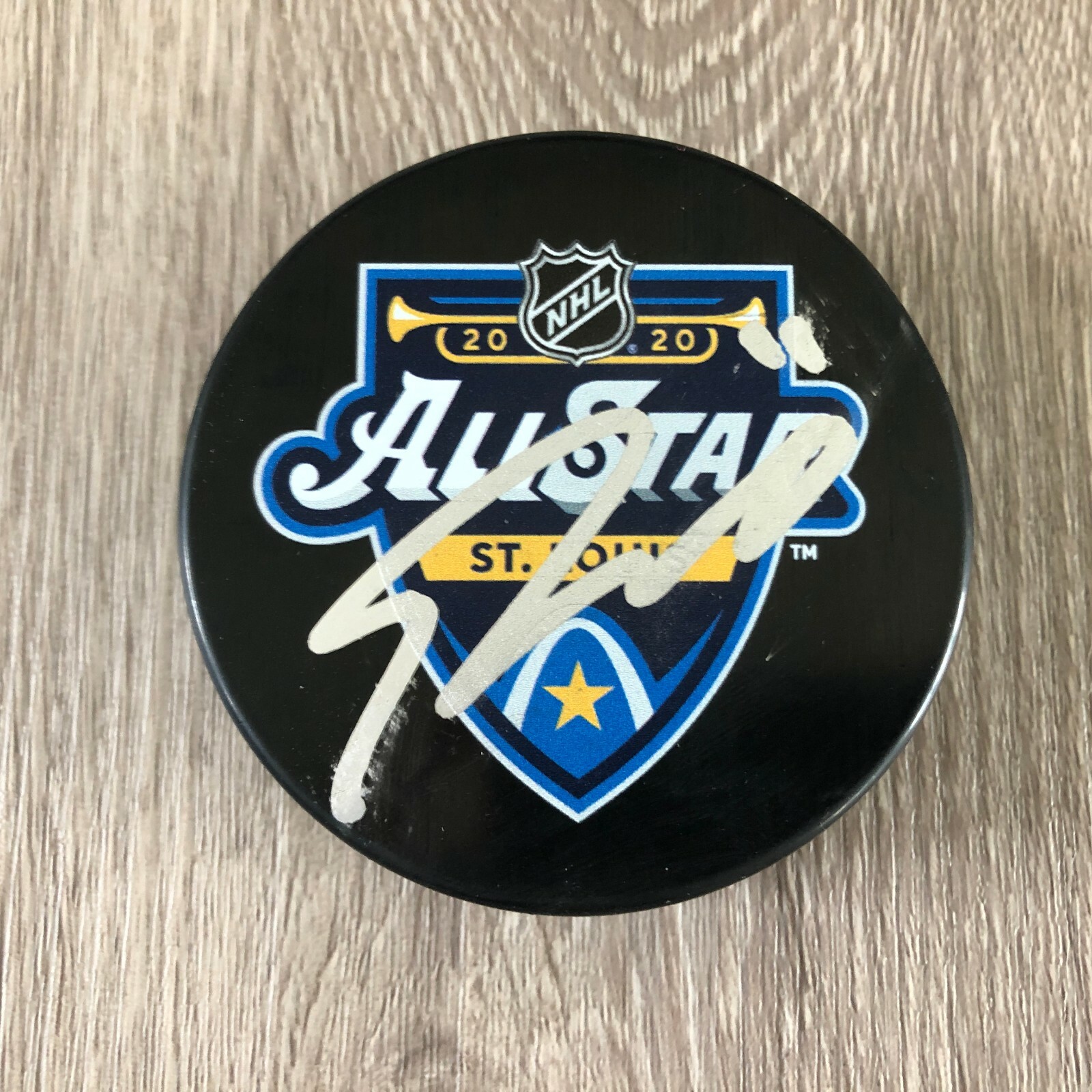TRAVIS KONECNY PHILADELPHIA FLYERS SIGNED 2020 NHL ALL STAR GAME PUCK A w/PROOF
