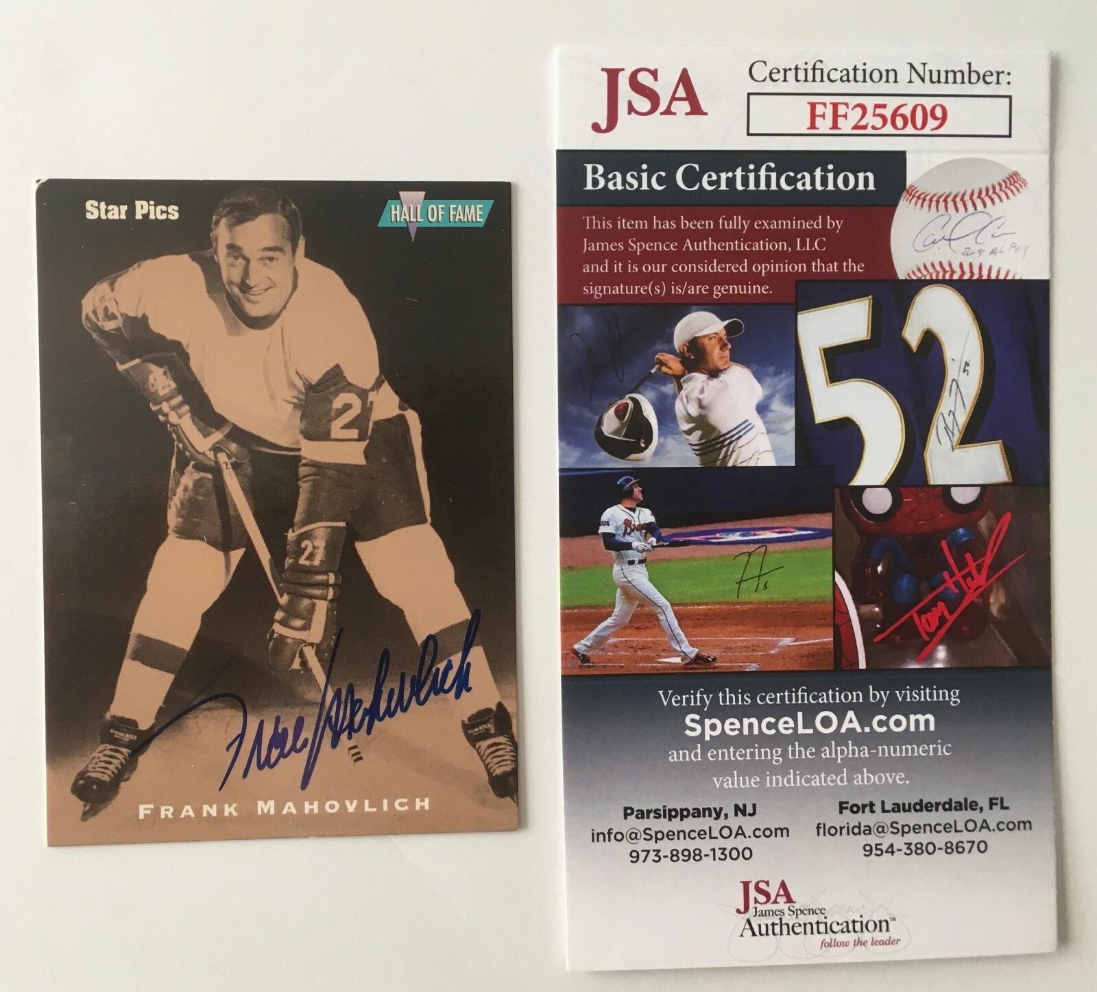 Frank Mahovlich Signed Autographed 1991 Star Pics HOF Card #27 JSA Certified
