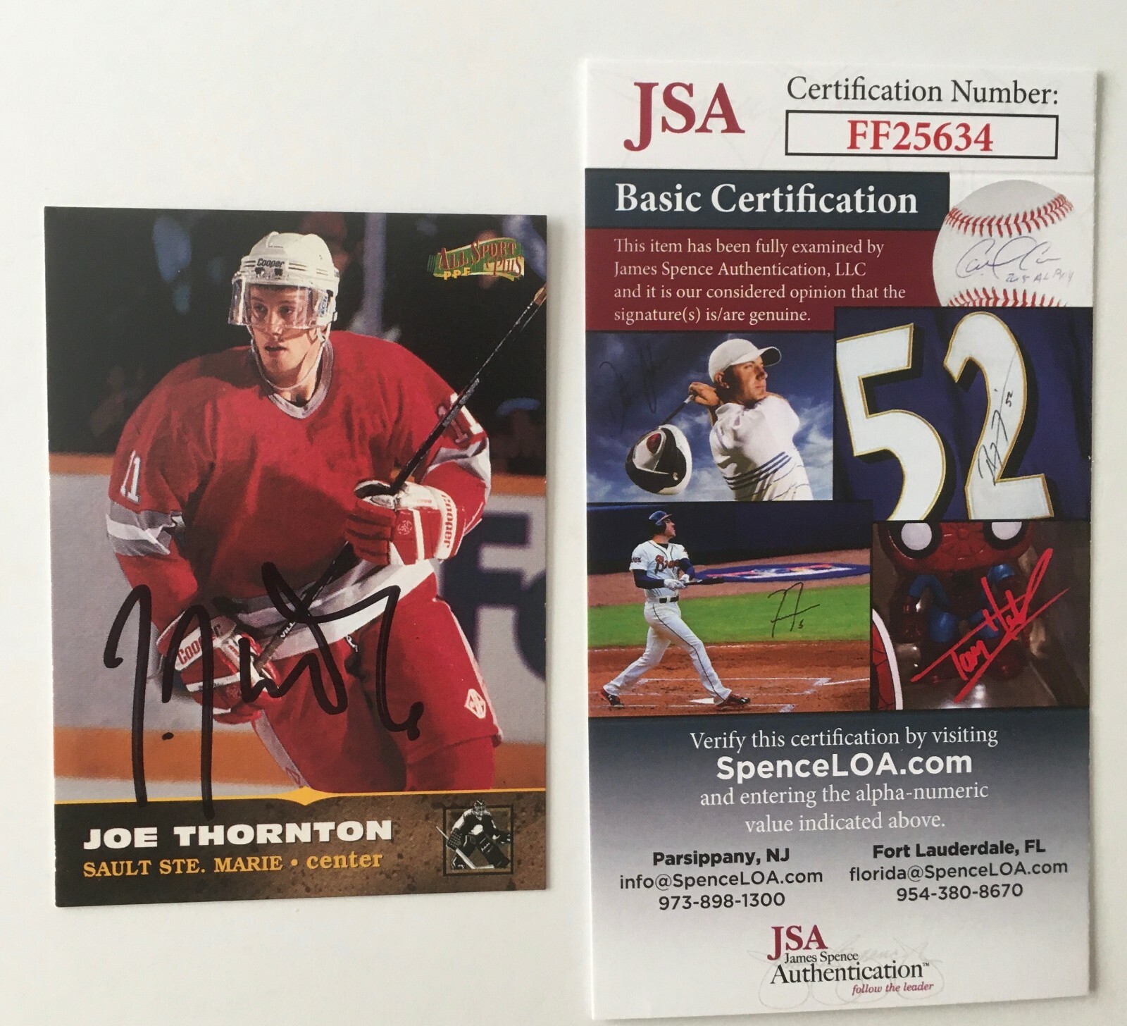 Joe Thornton Signed Autographed 1996-97 All Sport PPF Rookie Card #171 JSA
