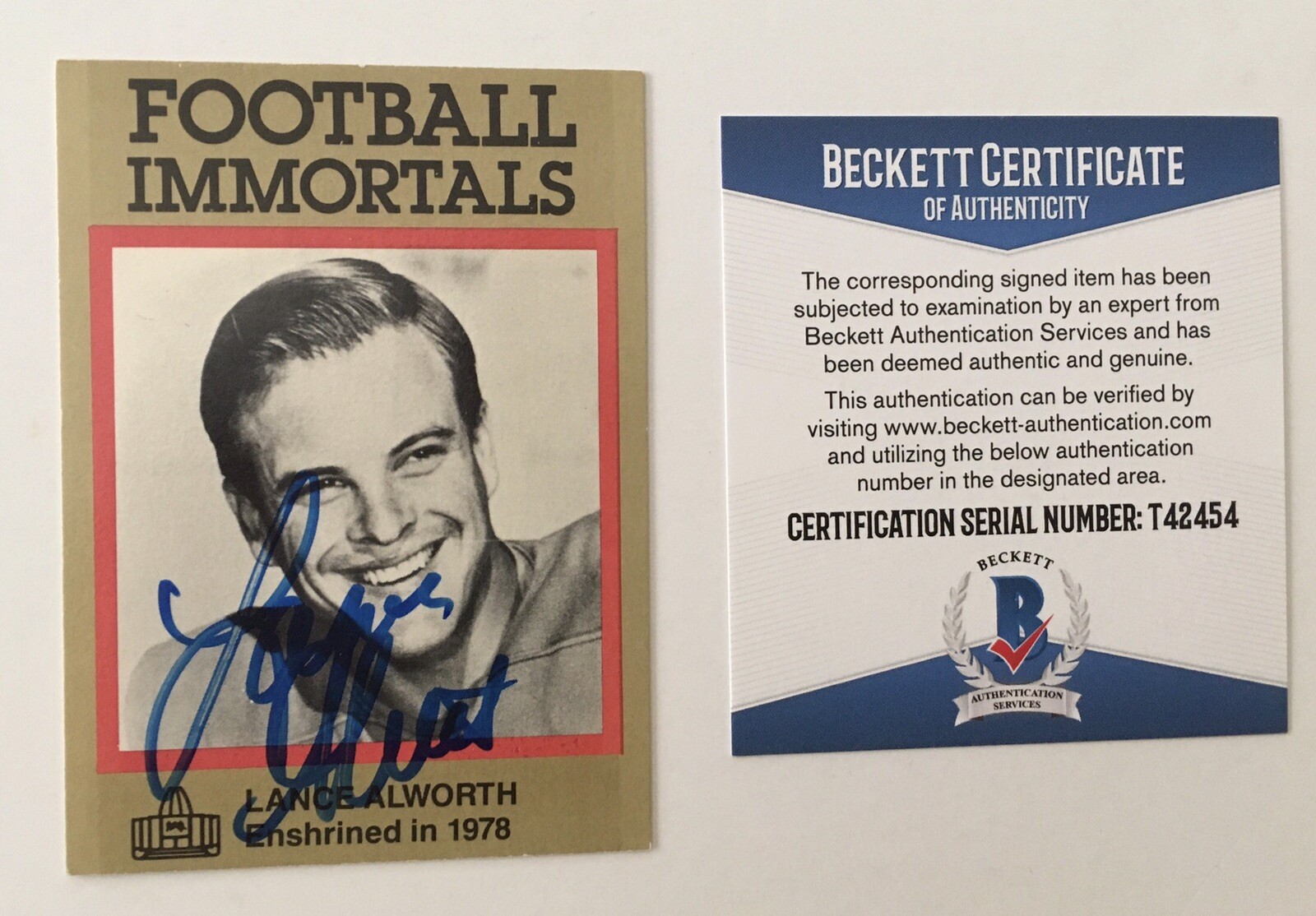 Lance Alworth Signed Autographed 1985 Football Immortals Card #7 BAS Beckett
