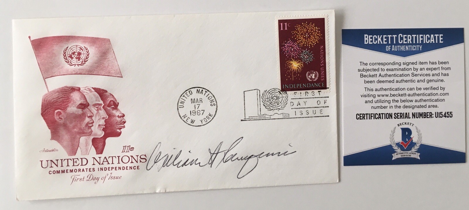 William Rehnquist Signed Autographed First Day Cover BAS Beckett Supreme Court
