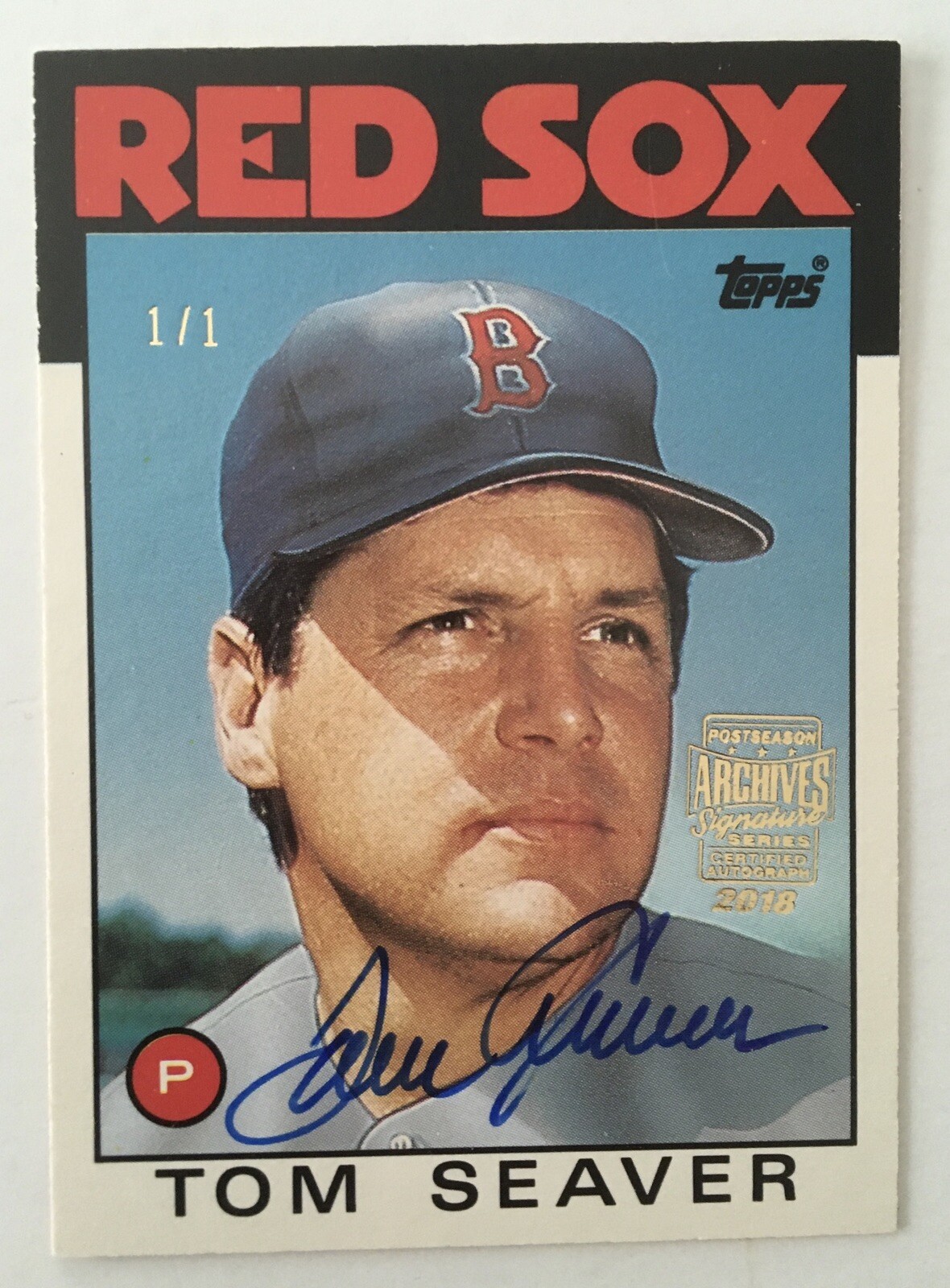 Tom Seaver 2018 Topps Archives Postseason Signature Edition Buyback 1986 1/1
