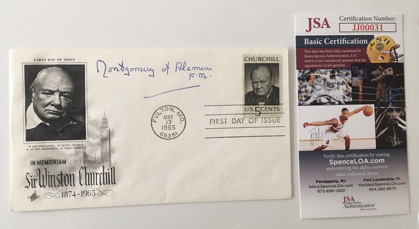 BERNARD MONTGOMERY SIGNED AUTOGRAPHED FIRST DAY COVER JSA CERT FIELD MARSHAL COLLECTIBLE MEMORABILIA