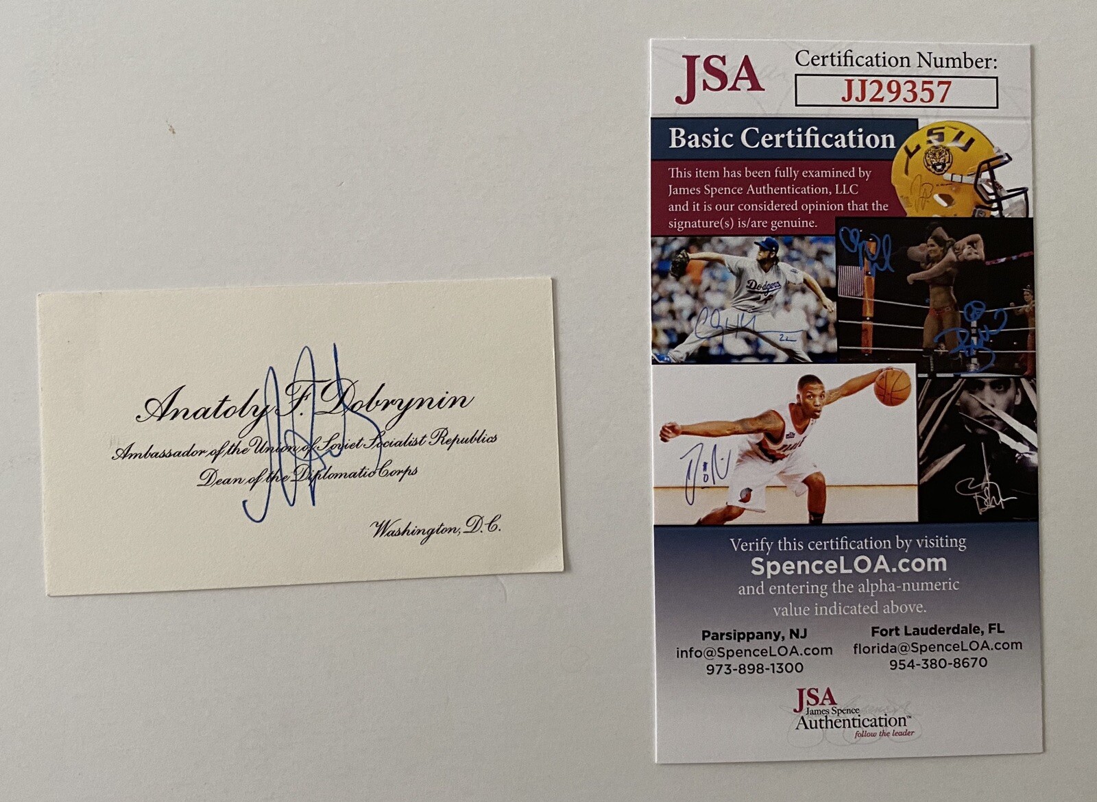 Anatoly Dobrynin Signed Autographed Business Card JSA Cert Soviet Ambassador
