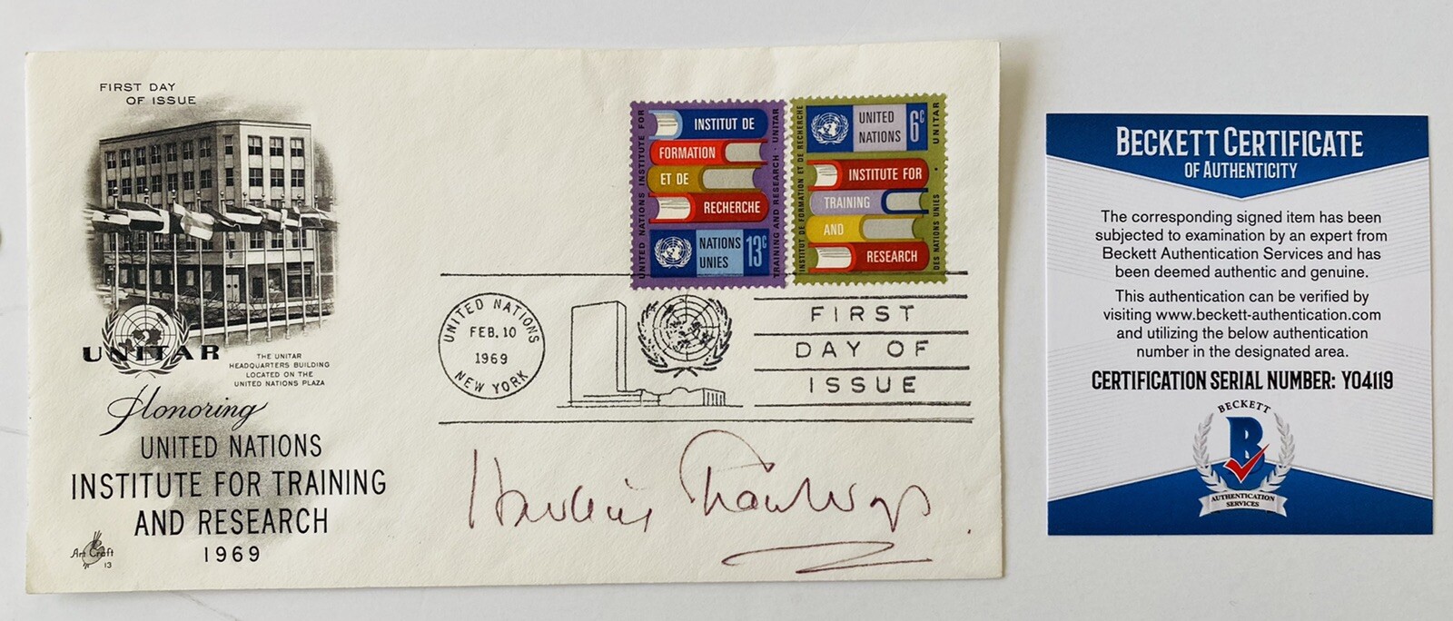 Hartley Shawcross Signed Auto First Day Cover BAS Beckett Nuremberg Prosecutor
