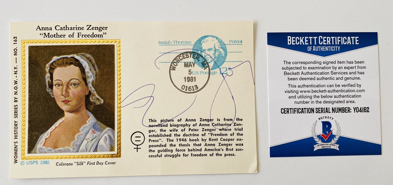 Erica Jong Signed Autographed First Day Cover BAS Beckett Fear Of Flying 1
