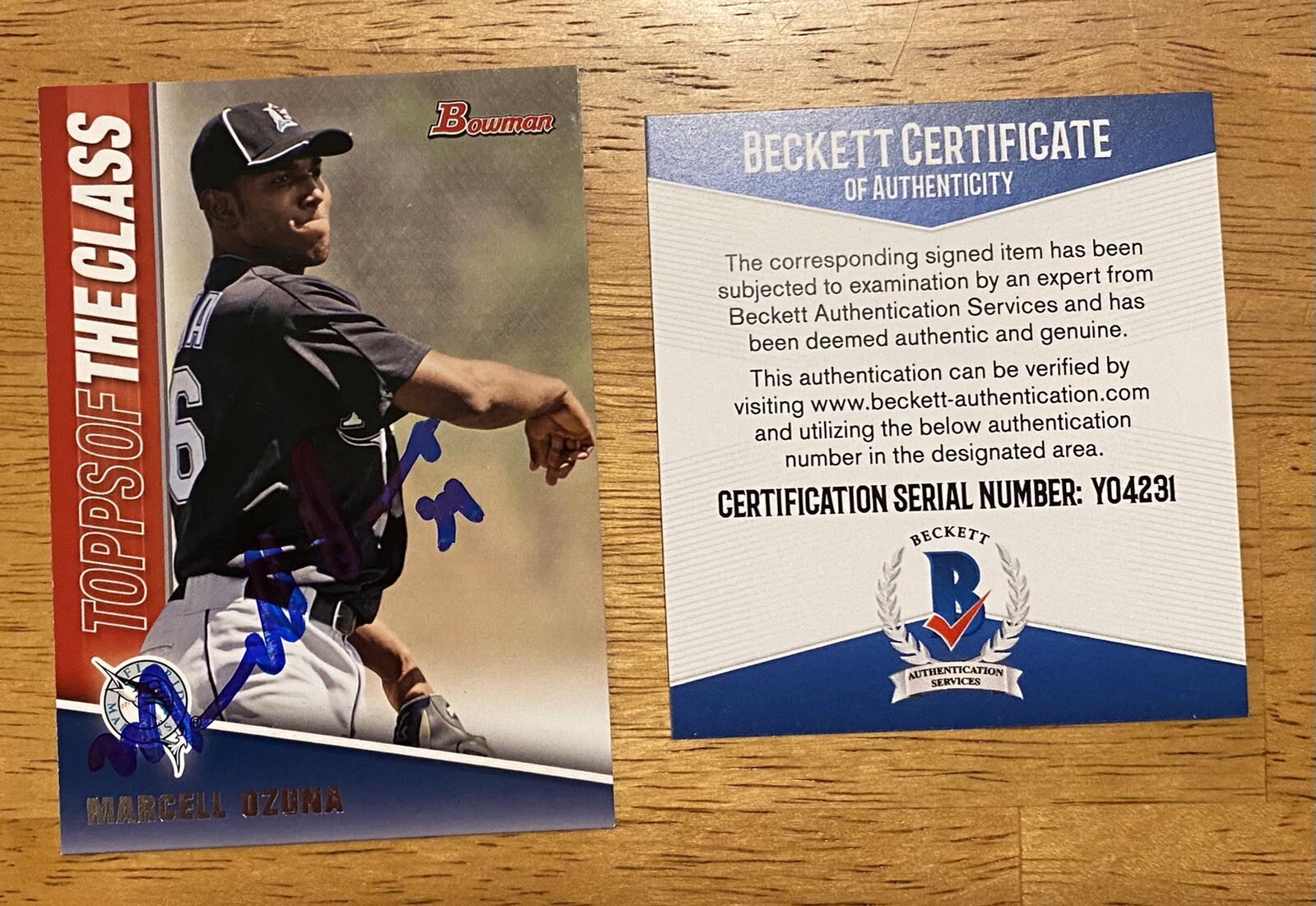 Marcell Ozuna Signed 2011 Bowman Topps Of The Class Card #TC15 Beckett BAS Cert

