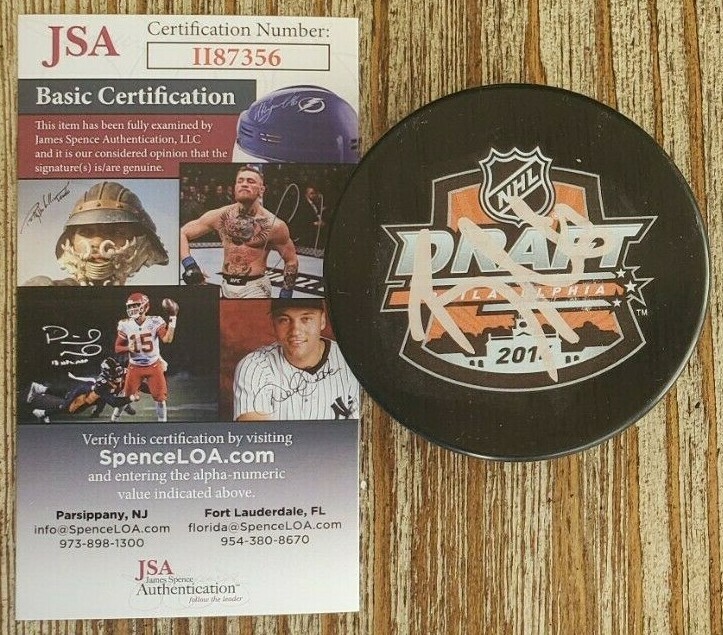 Brayden Point Signed 2014 NHL Draft Puck w/ JSA COA #II87356 Tampa Bay Lightning