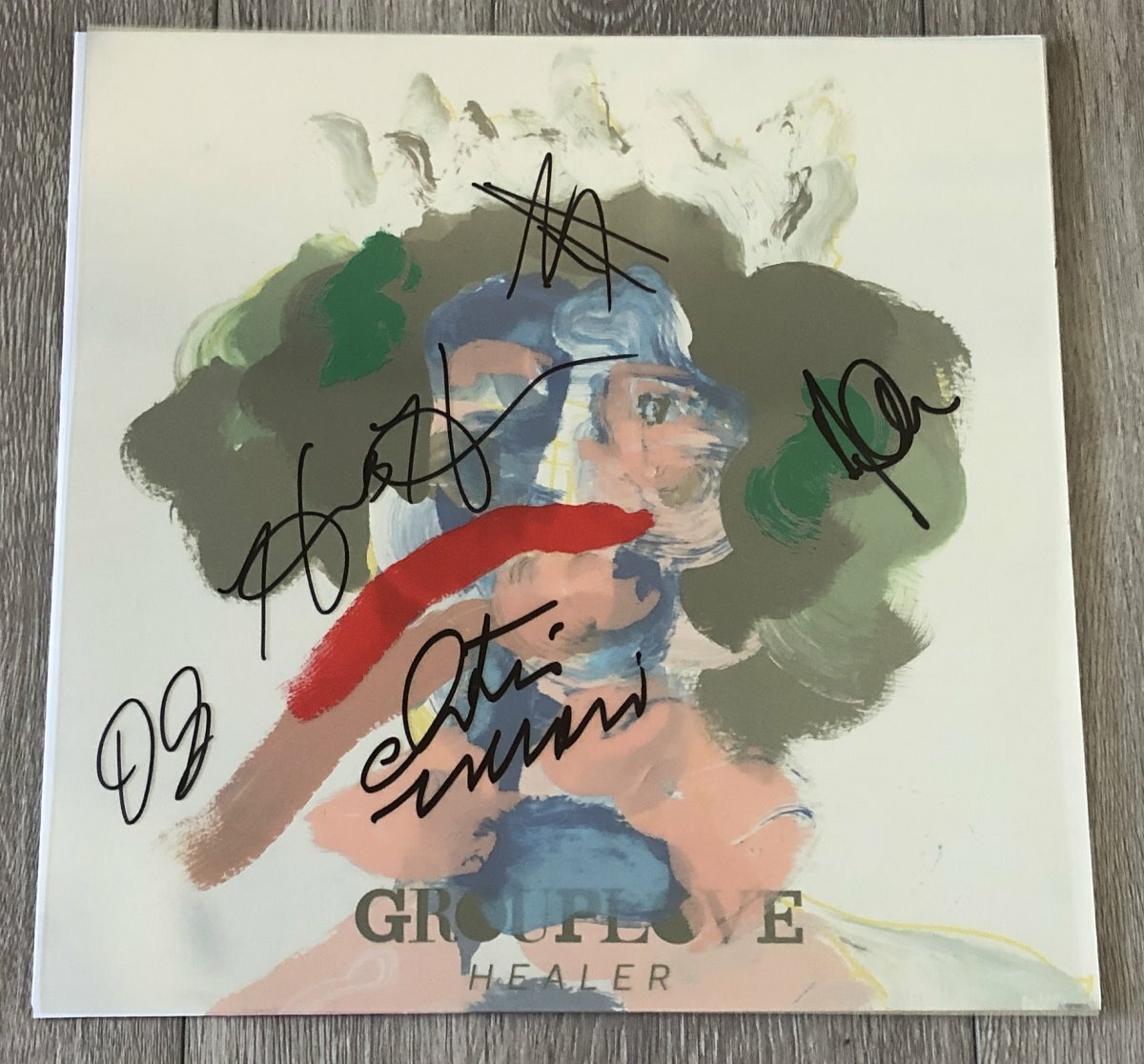 GROUPLOVE SIGNED AUTOGRAPH HEALER VINYL ALBUM CHRISTIAN & HANNAH +3 w/PROOF
