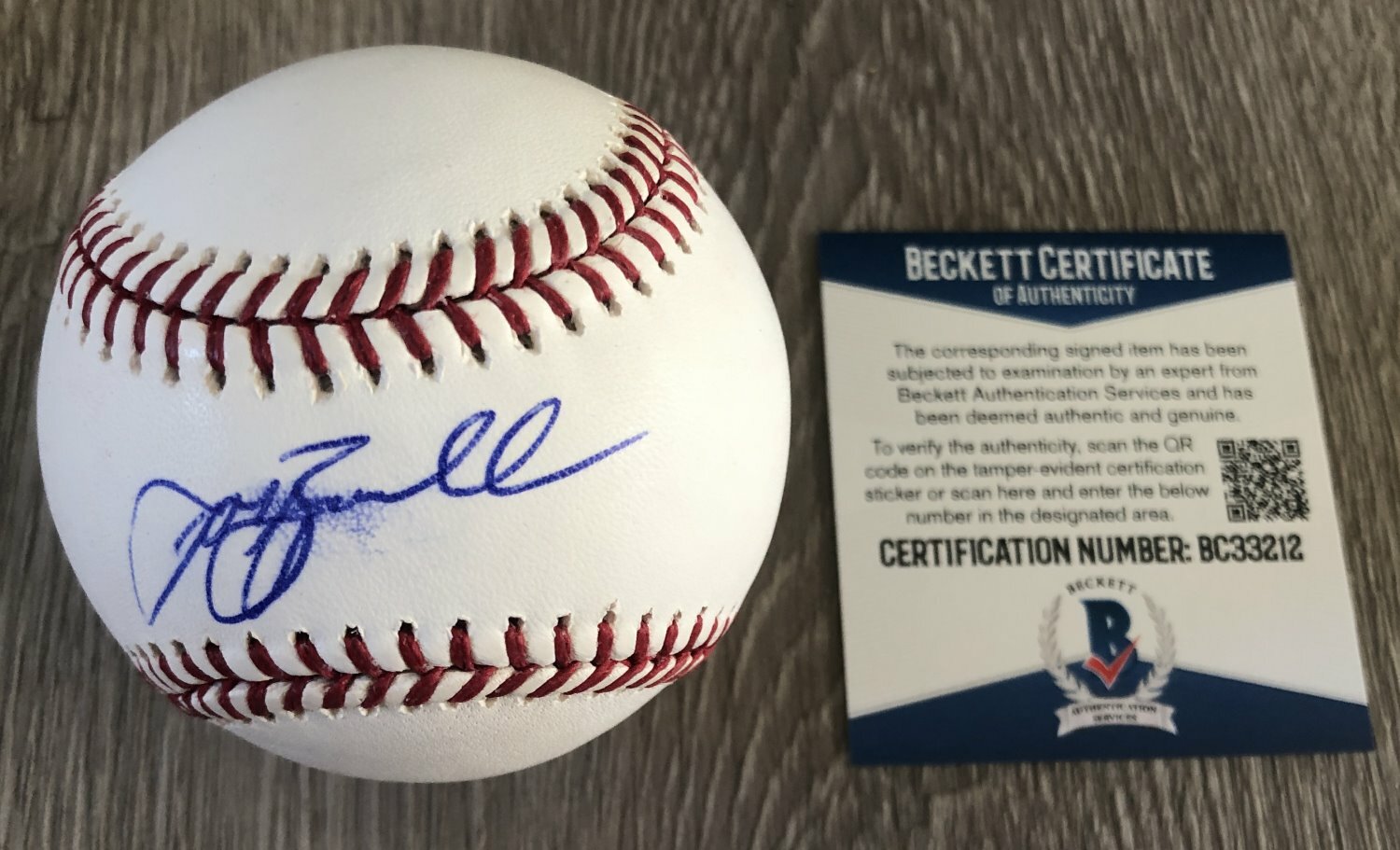 JEFF BAGWELL HOUSTON ASTROS SIGNED AUTOGRAPH ROMLB BASEBALL & BECKETT BAS COA
