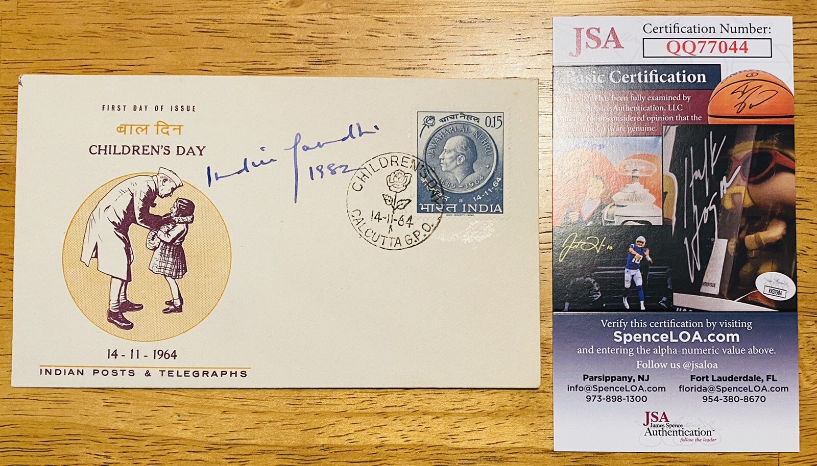 Indira Gandhi Signed Autographed First Day Cover JSA Cert India Prime Minister
