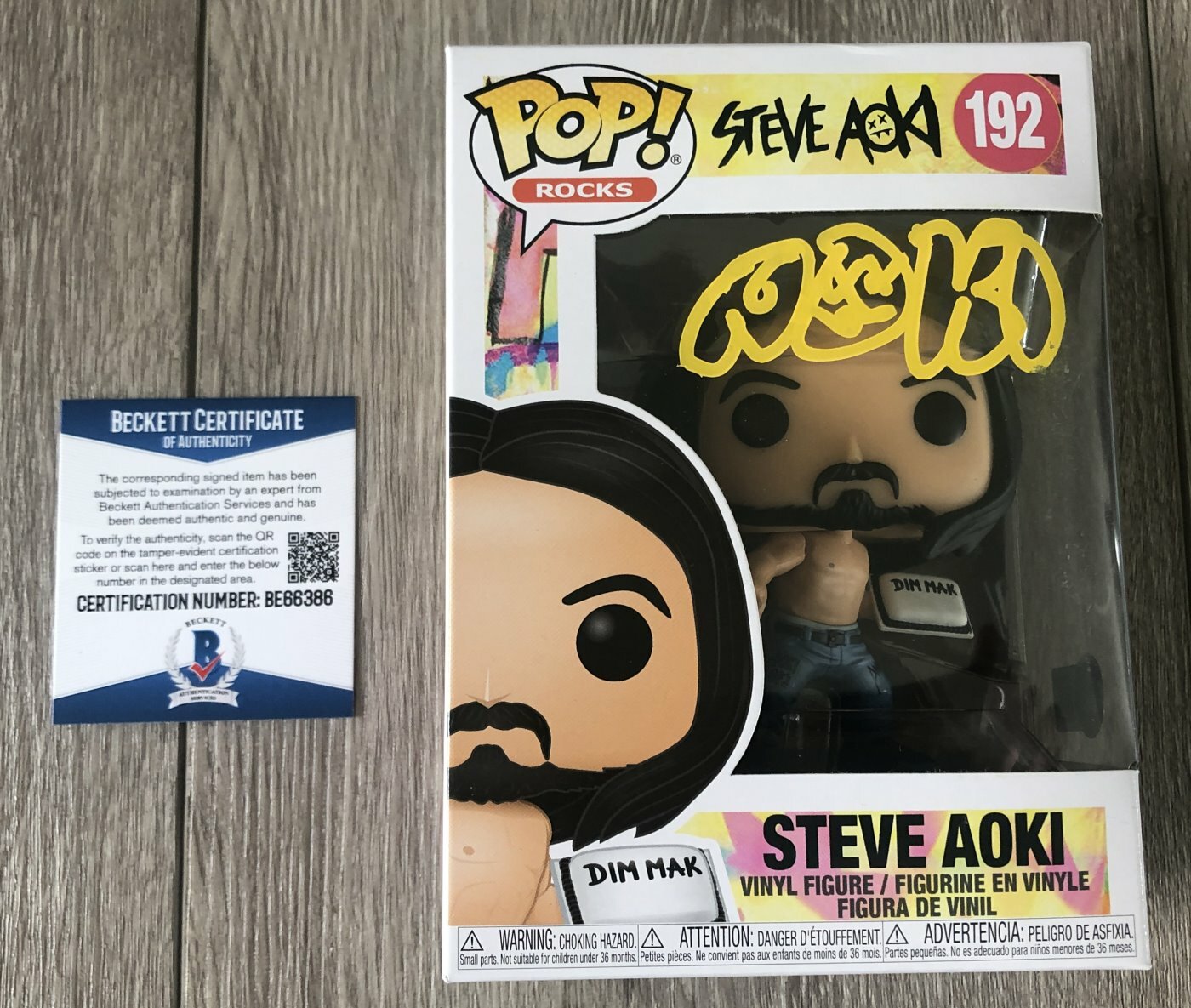 DJ STEVE AOKI SIGNED DIM MAK CAKE POP FUNKO 192 TOY w/EXACT PROOF & BECKETT COA
