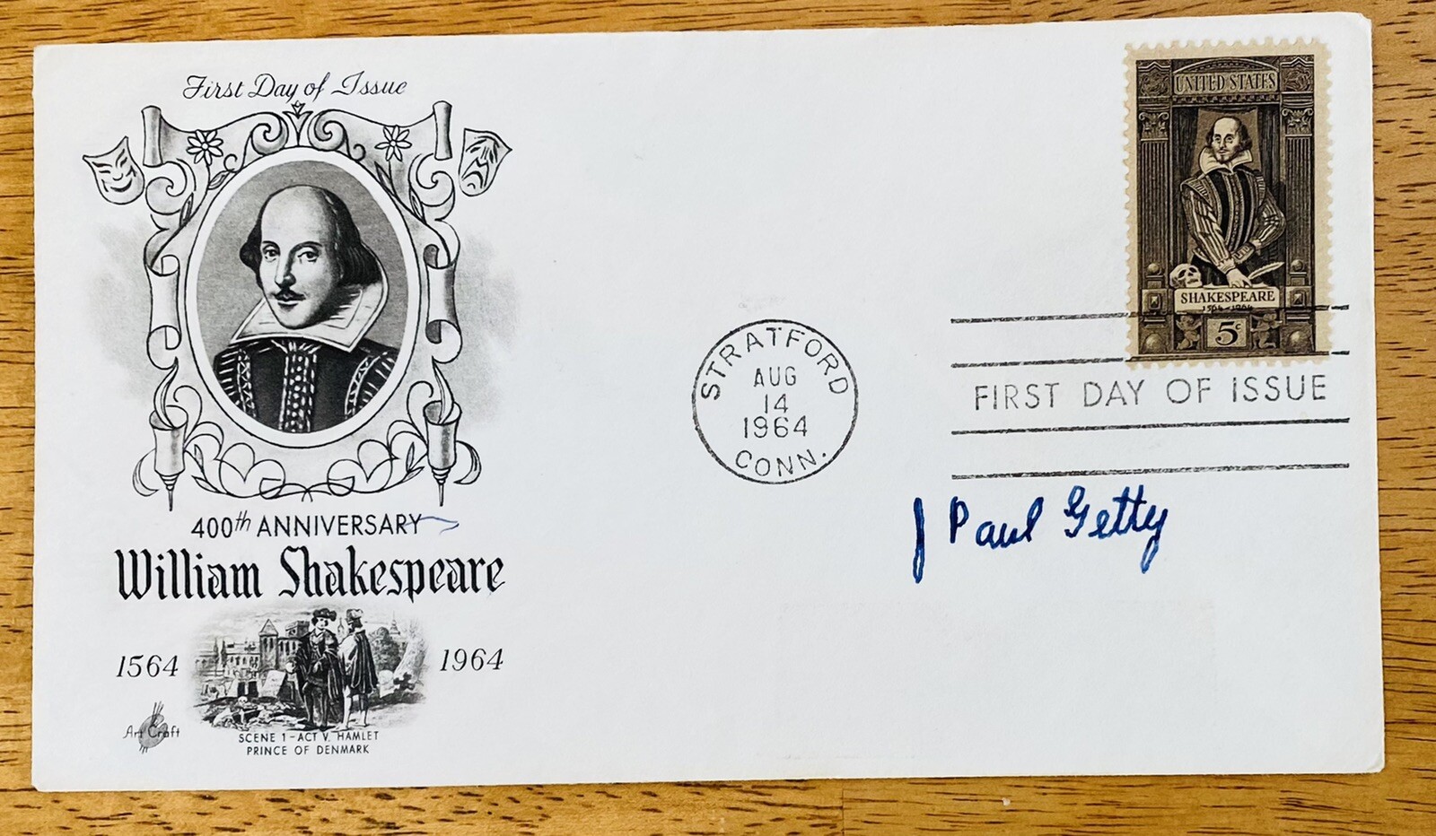J Paul Getty Signed Autographed First Day Cover Full JSA Letter
