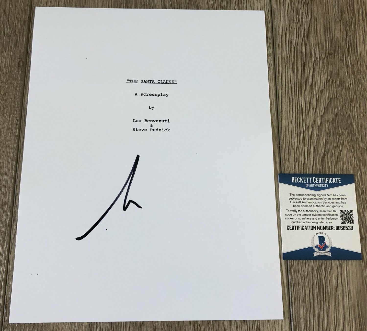 TIM ALLEN SIGNED AUTOGRAPH THE SANTA CLAUSE SCRIPT w/EXACT PROOF BECKETT BAS COA
