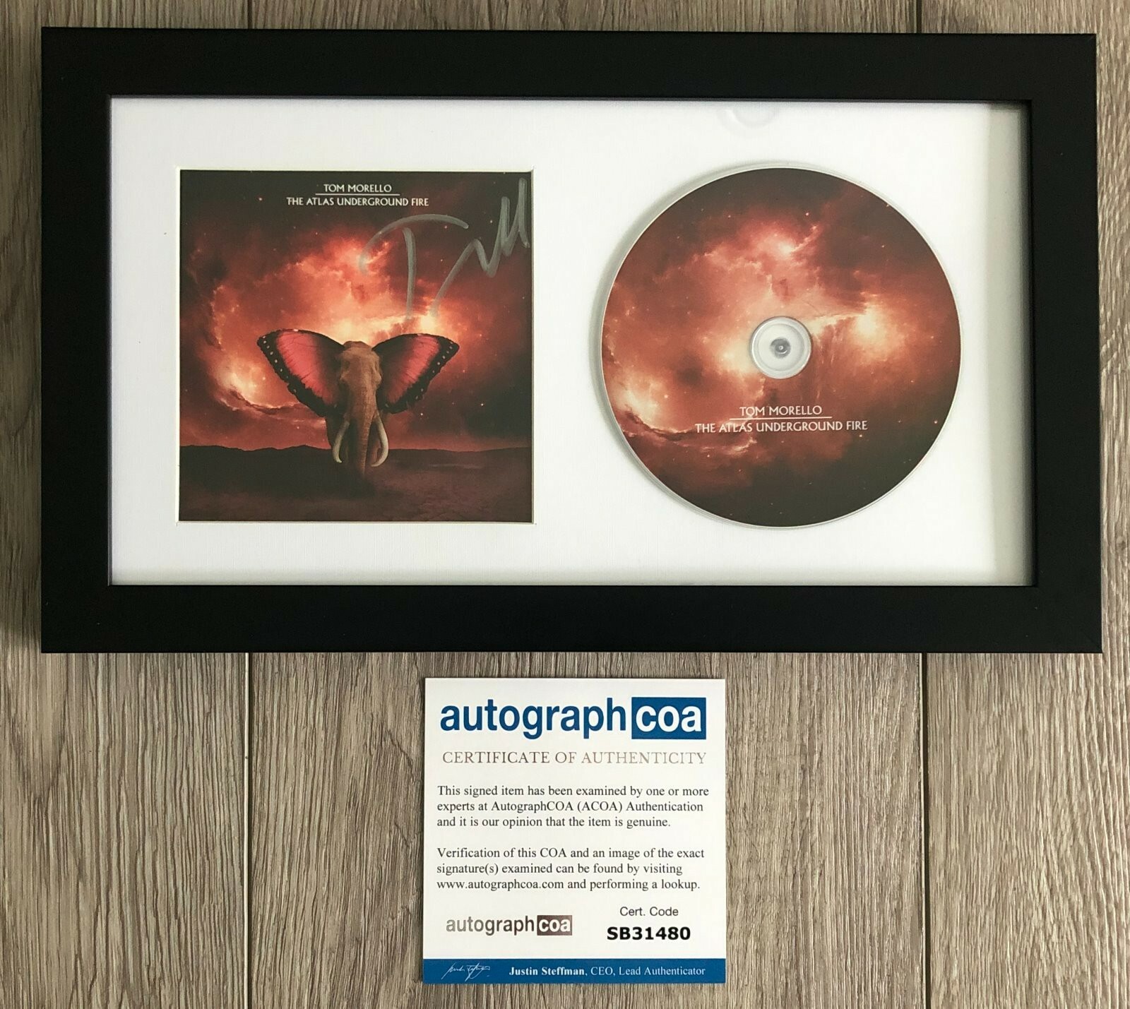 TOM MORELLO SIGNED FRAMED & MATTED THE ATLAS UNDERGROUND FIRE CD AUTOGRAPH ACOA
