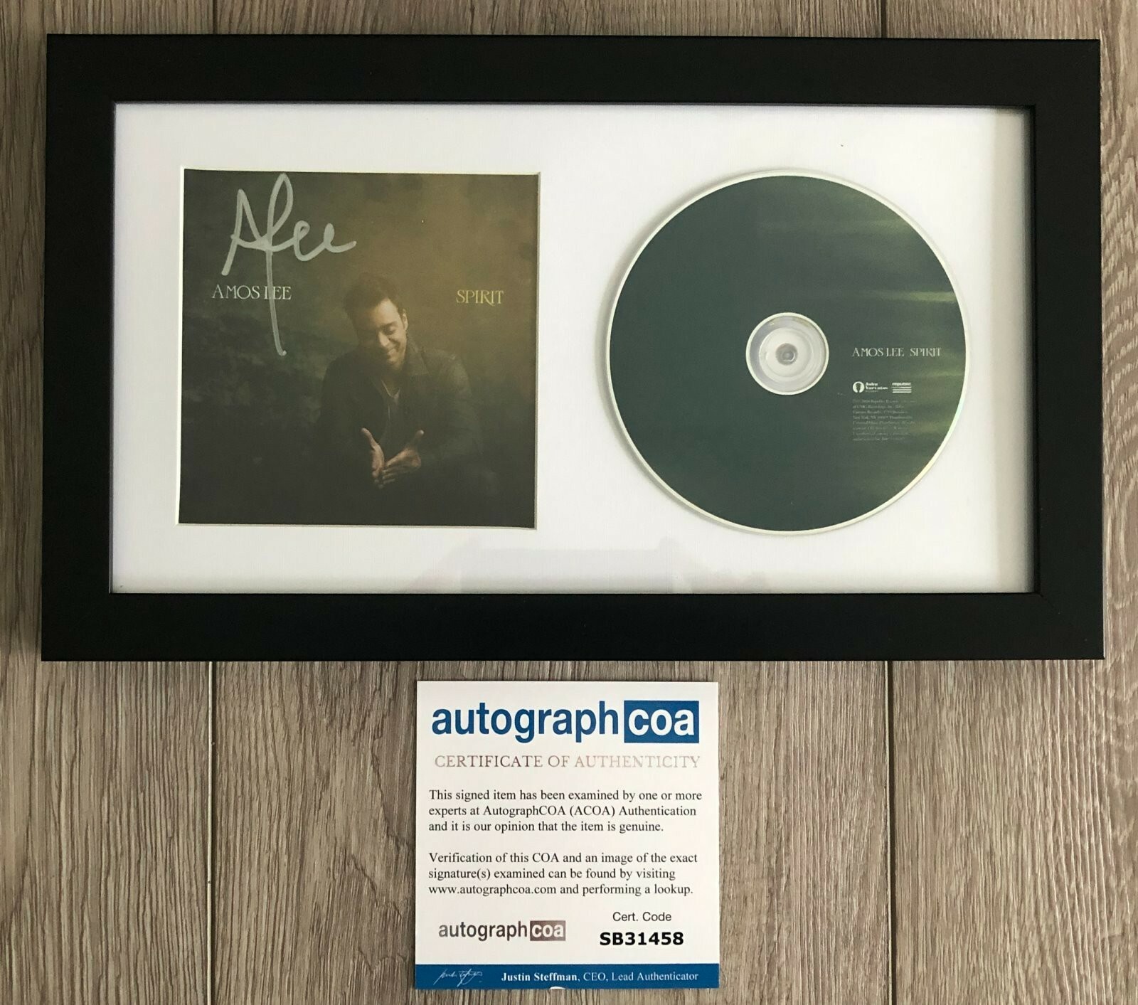 AMOS LEE SIGNED FRAMED & MATTED SPIRIT CD w/ AUTOGRAPH ACOA
