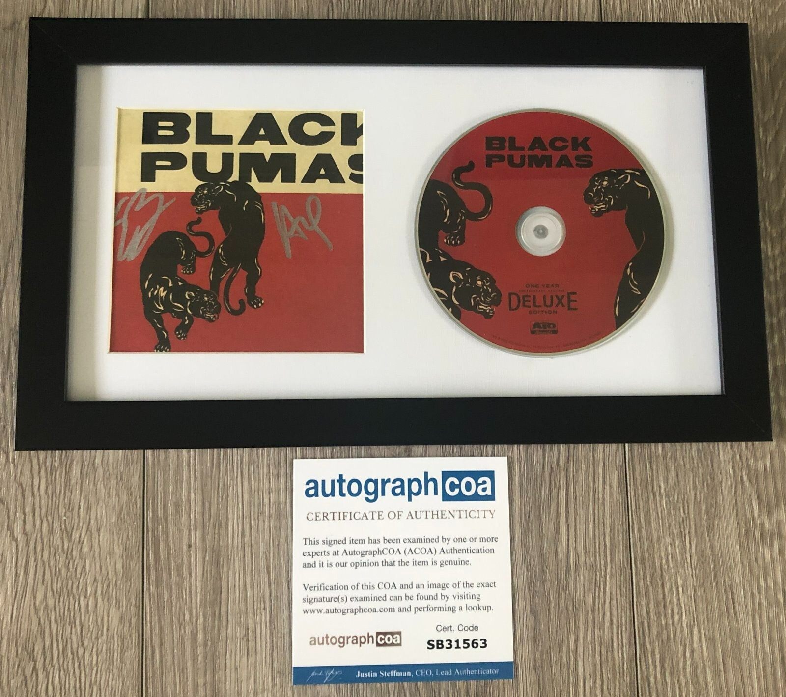 THE BLACK PUMAS BAND SIGNED FRAMED & MATTED DELUXE CD COLORS w/ AUTOGRAPH ACOA
