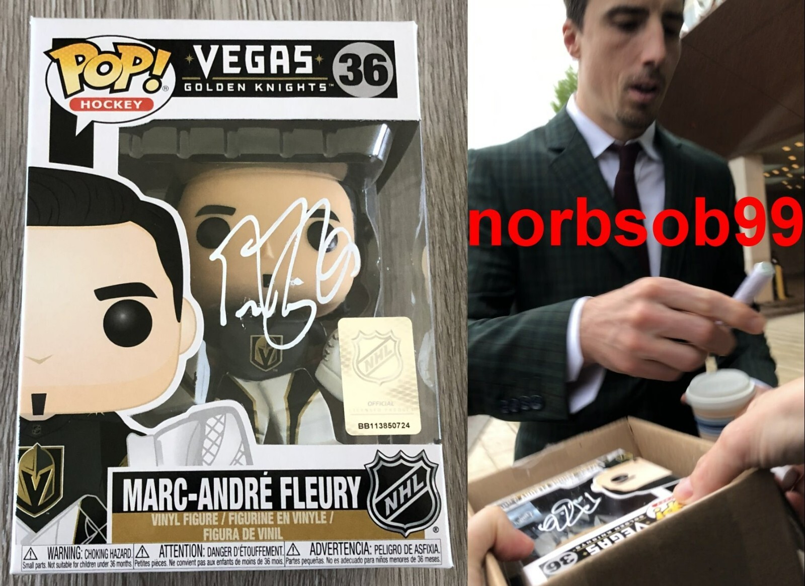 MARC ANDRE FLEURY SIGNED VEGAS GOLDEN KNIGHTS POP FUNKO wEXACT PROOF BECKETT COA
