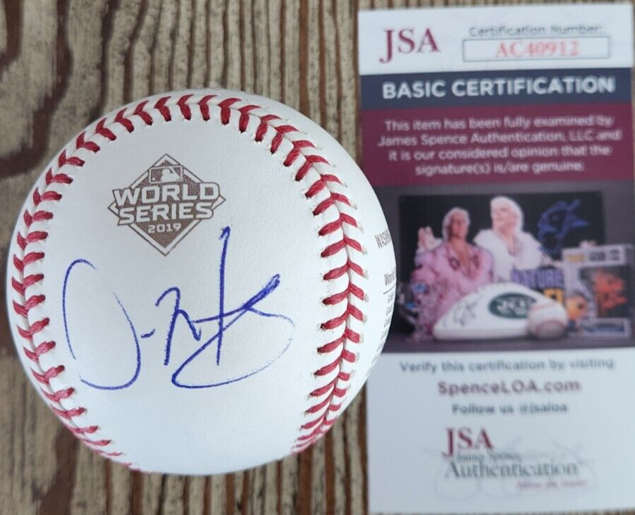 Davey Martinez Signed 2019 Gold World Series Baseball w/ JSA COA Dave Nationals