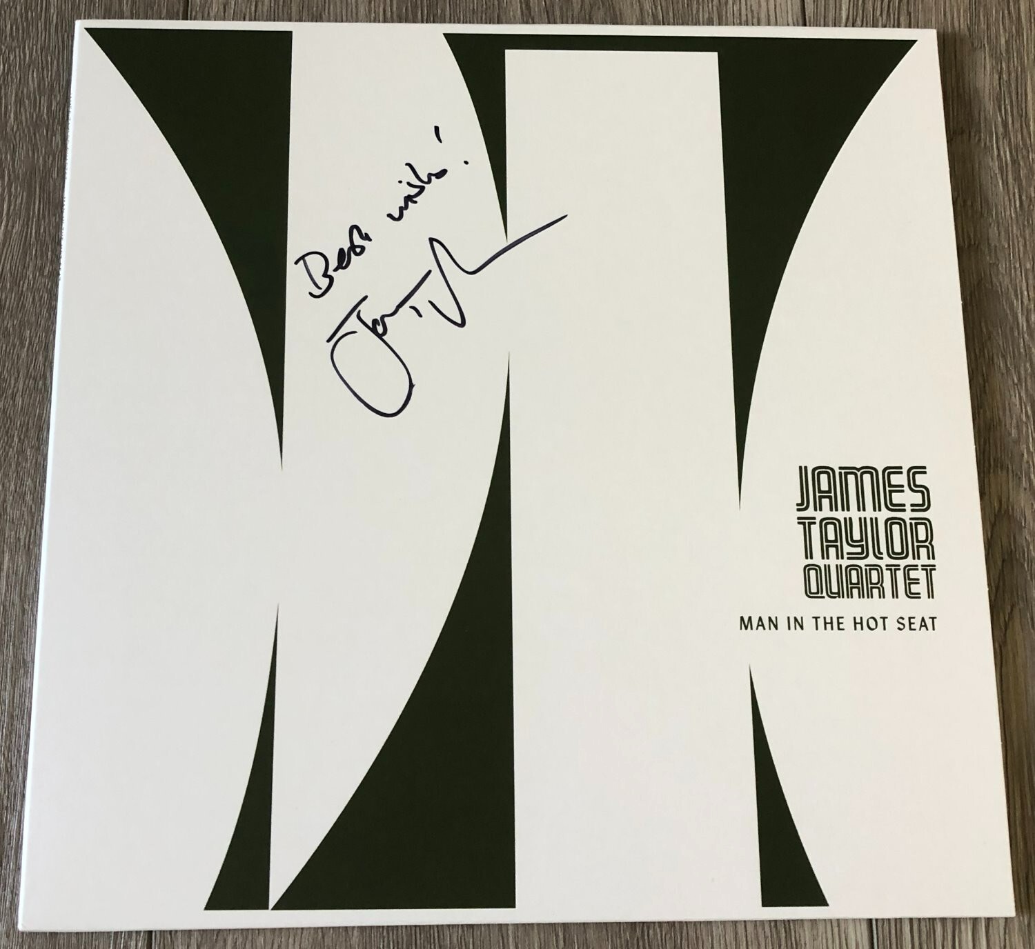 JAMES TAYLOR QUARTET SIGNED AUTOGRAPH MAN IN THE HOT SEAT VINYL ALBUM LP COA
