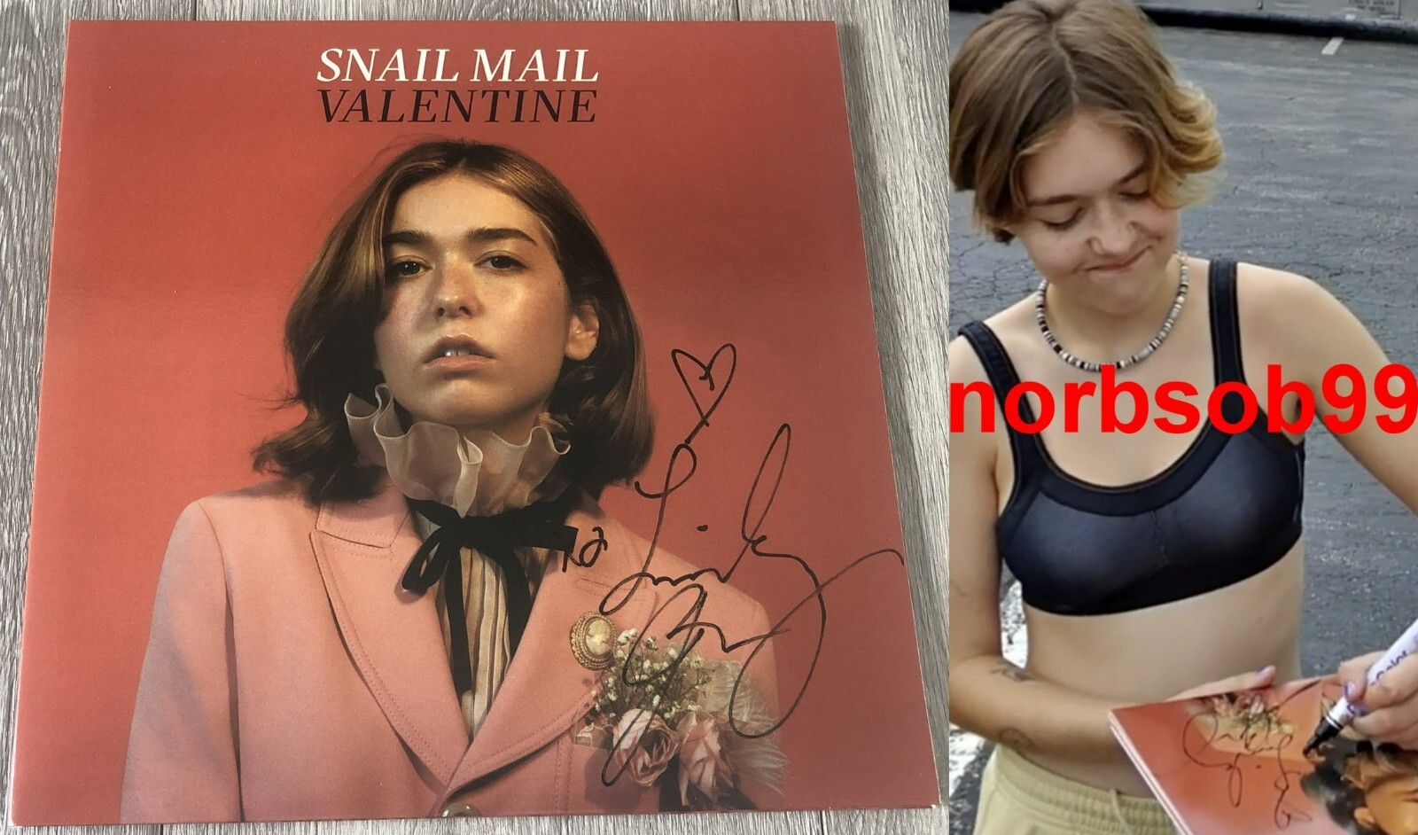 SNAIL MAIL LINDSEY JORDAN SIGNED VALENTINE VINYL w/EXACT PROOF & BECKETT BAS COA
