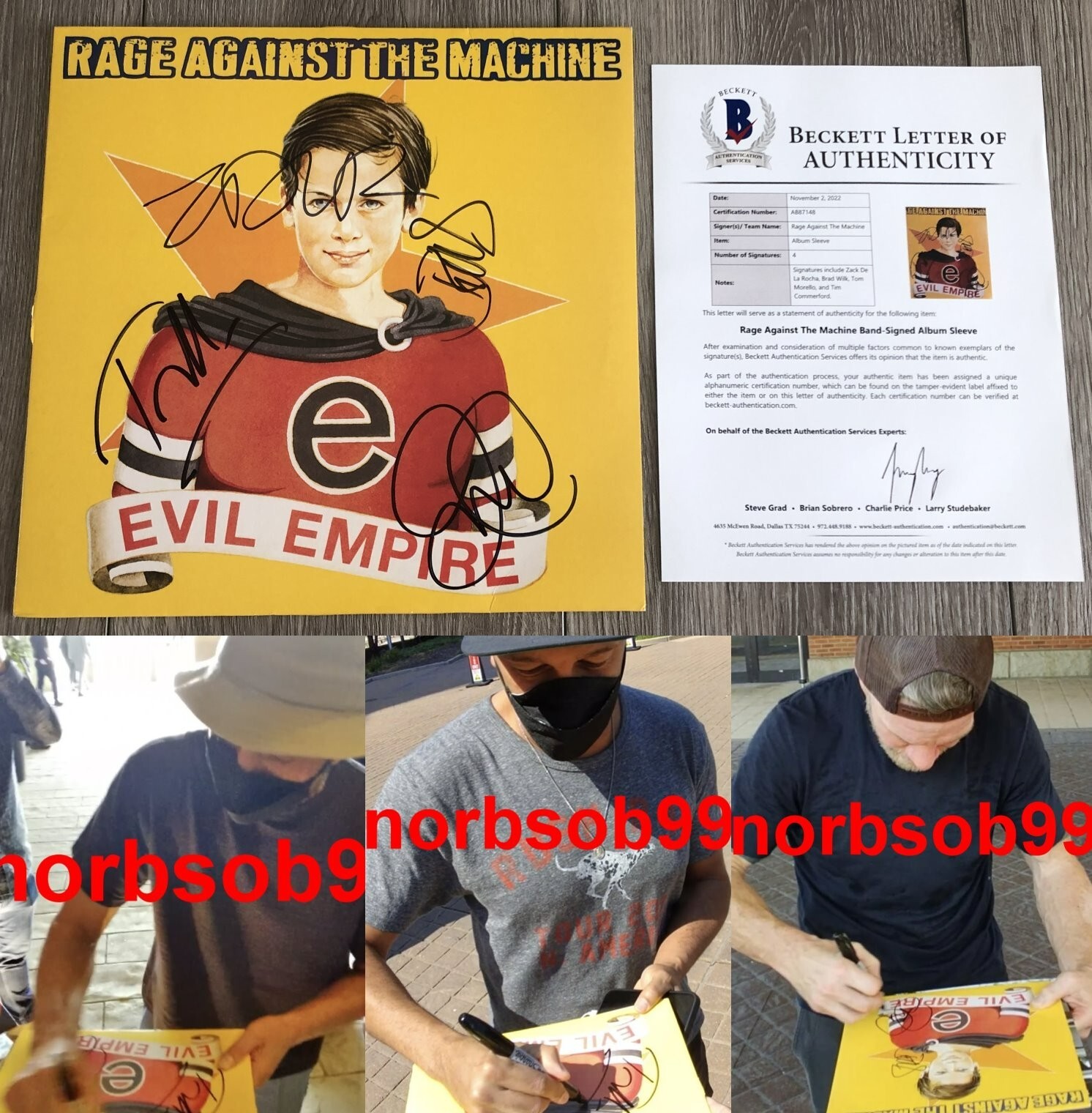 RAGE AGAINST THE MACHINE SIGNED EVIL EMPIRE VINYL w/EXACT PROOF BECKETT BAS LOA
