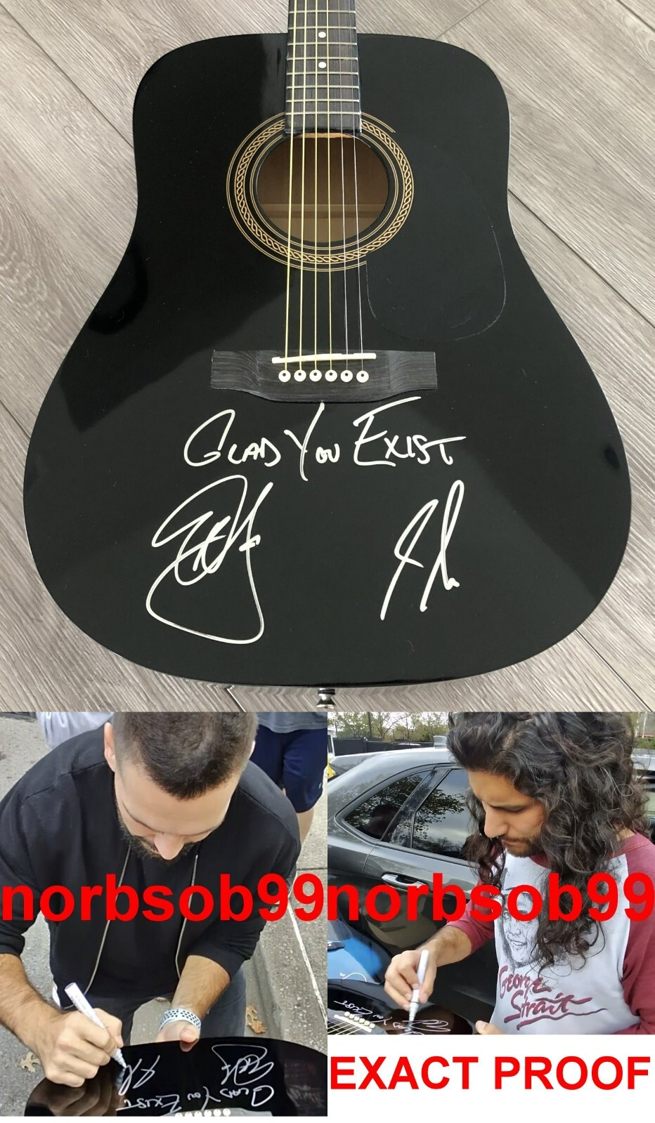 DAN & SHAY SIGNED ACOUSTIC GUITAR 'GLAD YOU EXIST' w/EXACT PROOF & BECKETT LOA
