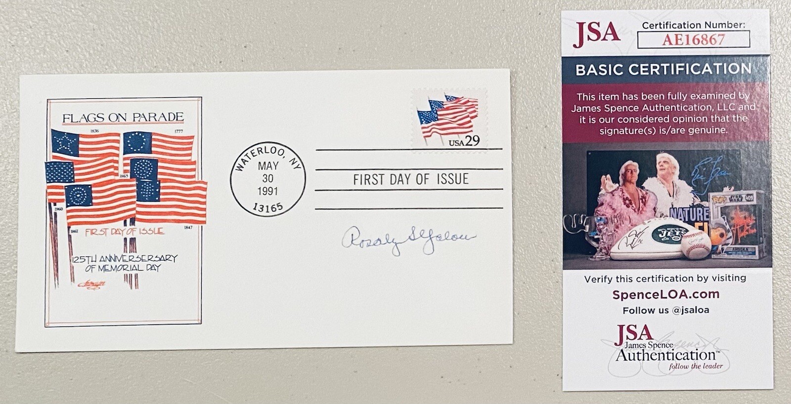 ROSALYN YALOW SIGNED AUTOGRAPHED FIRST DAY COVER JSA 1977 NOBEL PRIZE MEDICINE 1 COLLECTIBLE MEMORABILIA