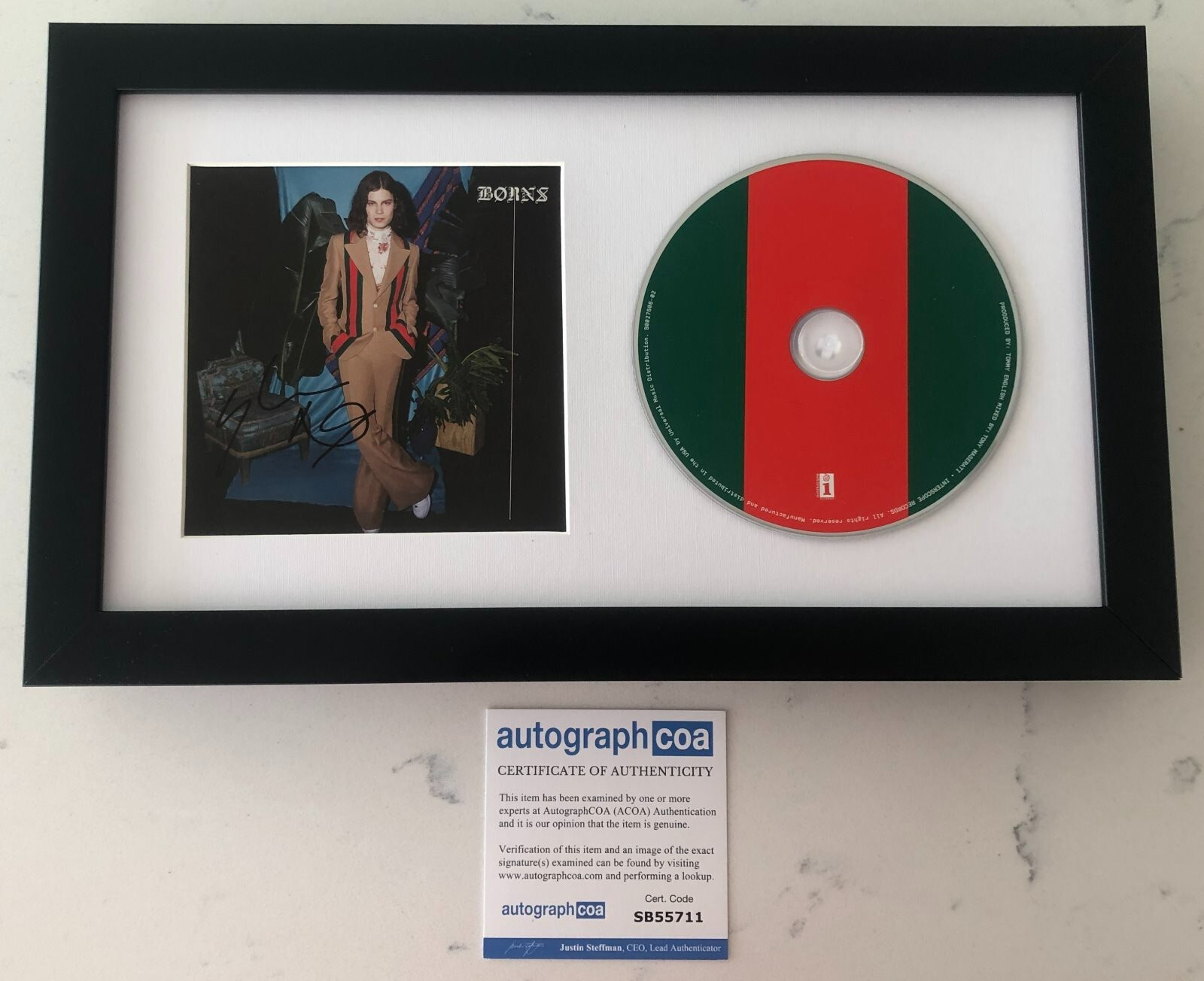 GARRETT BORNS SIGNED BLUE MADONNA FRAMED & MATTED CD w/PROOF & AUTOGRAPH ACOA

