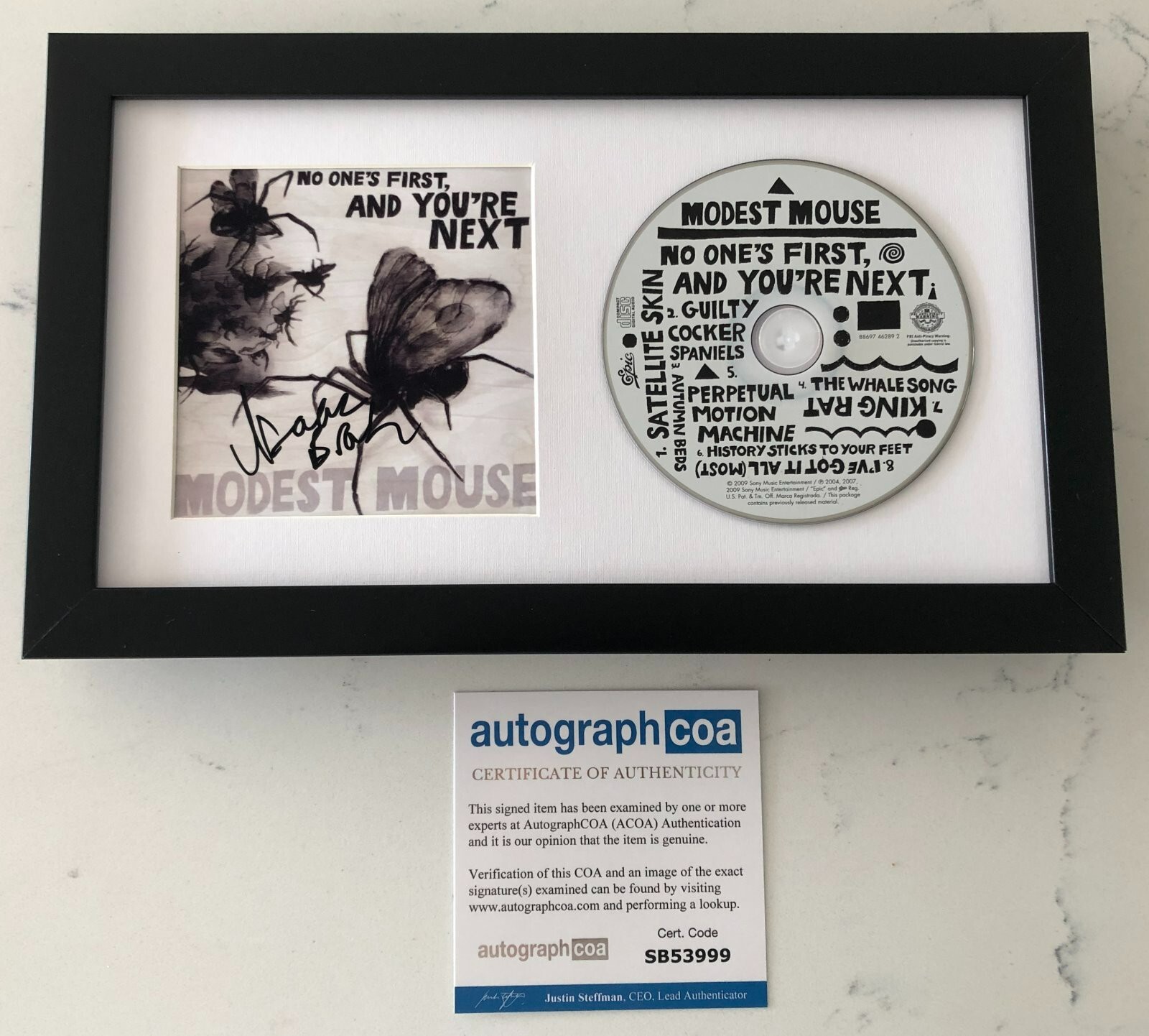 ISAAC BROCK SIGNED MODEST MOUSE NO ONE'S FIRST FRAMED CD w/EXACT PROOF & ACOA
