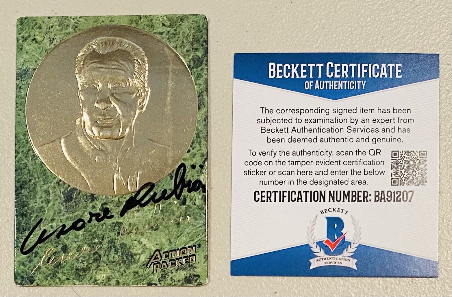 Cesare Rubini Signed Autographed 1994 Action Packed Card #36 Beckett BAS Cert
