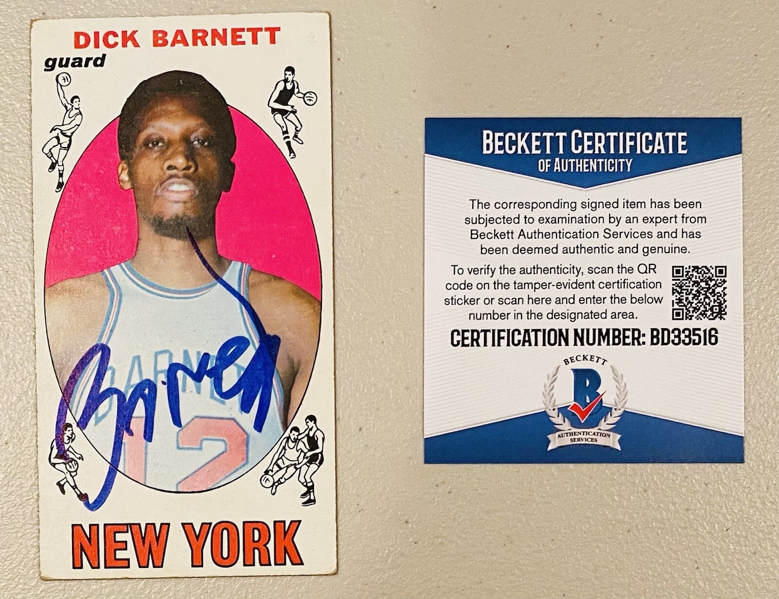 Dick Barnett Signed Autographed 1969 Topps Rookie Card #18 BAS Beckett Certified

