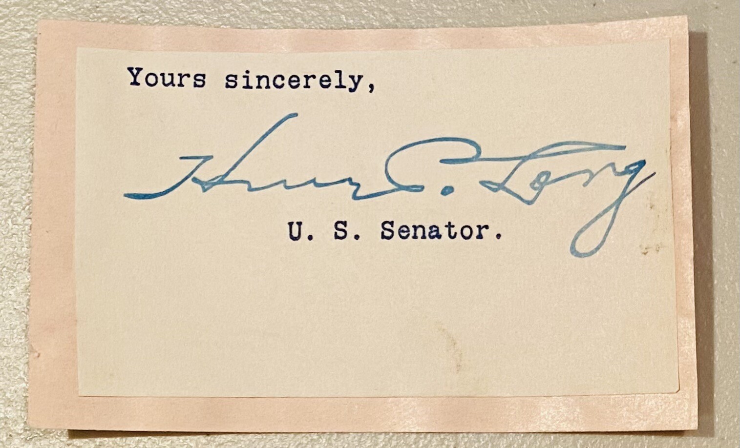 Huey P Long Signed Autographed 2 x 3.5 Cut BAS Beckett Letter Kingfish Louisiana
