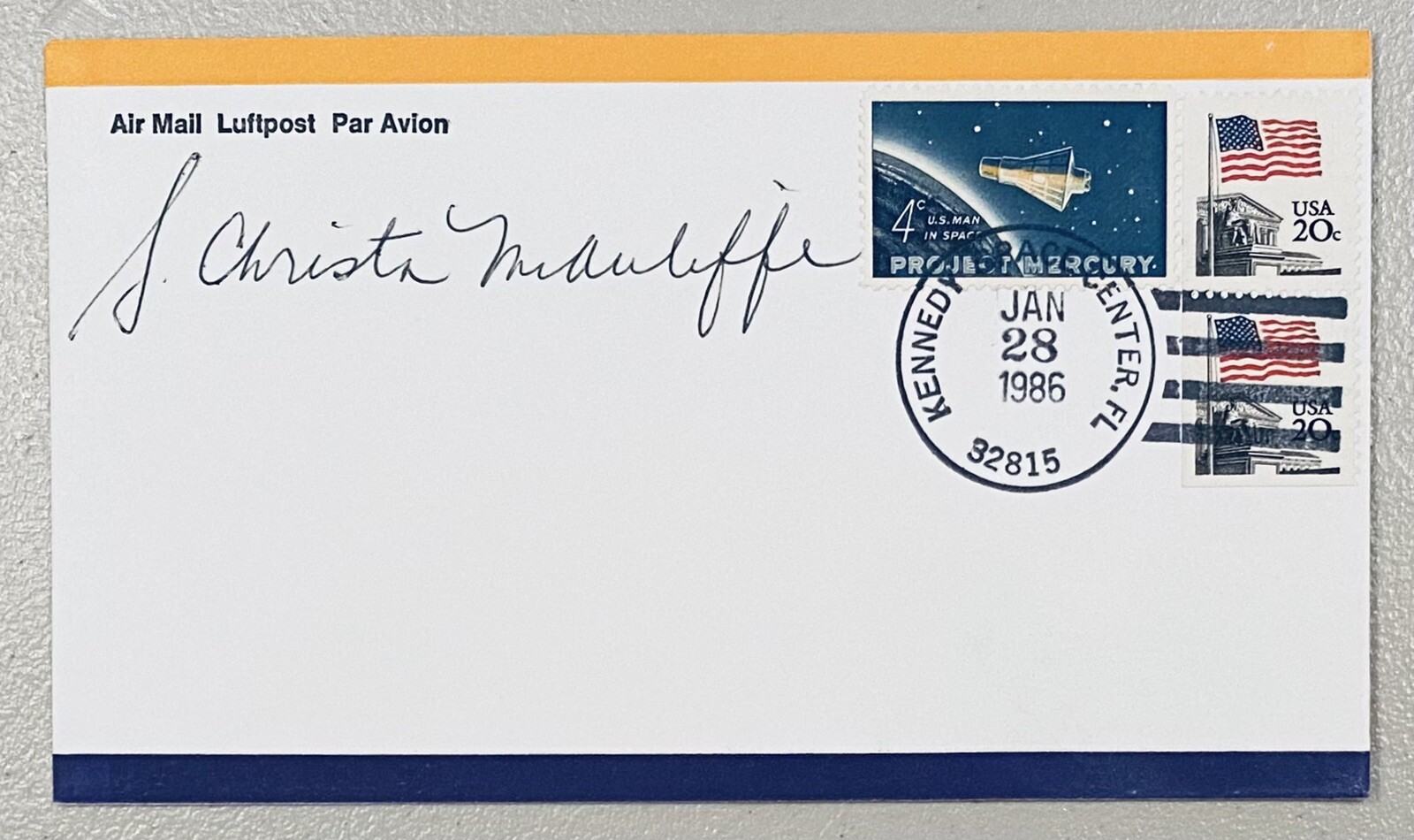 Christa McAuliffe Signed First Day Cover JSA LOA Challenger Postmarked 1/28/86
