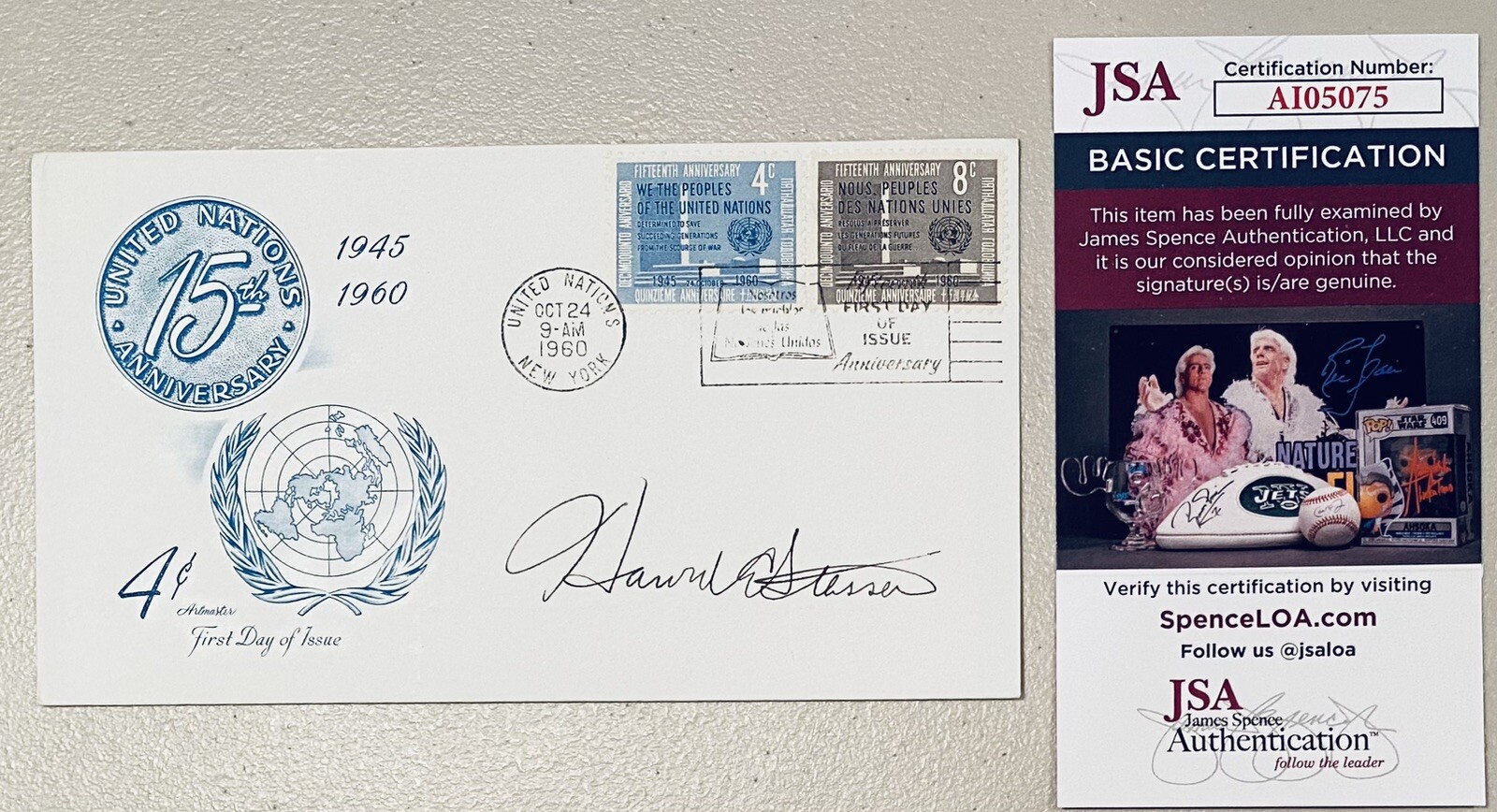 Harold Stassen Signed Autographed First Day Cover JSA Cert Minnesota Governor
