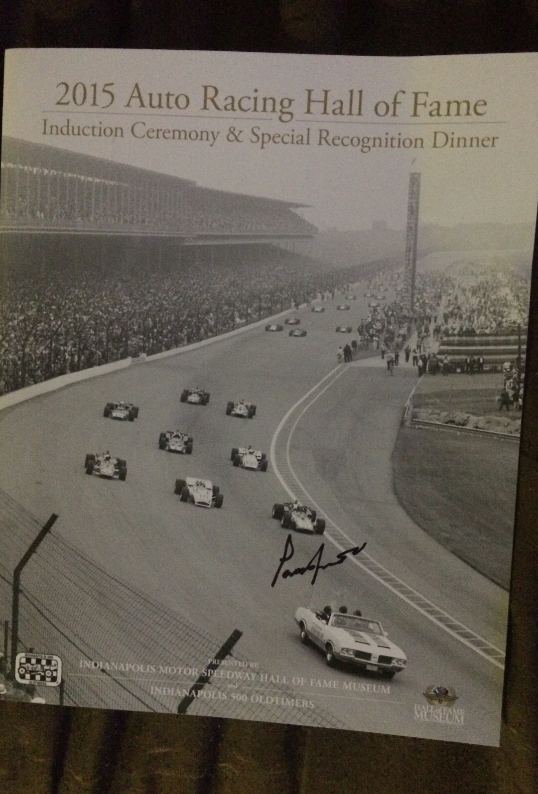 Parnelli Jones Indy 500 Signed 2015 Hall Of Fame Booklet Indianapolis
