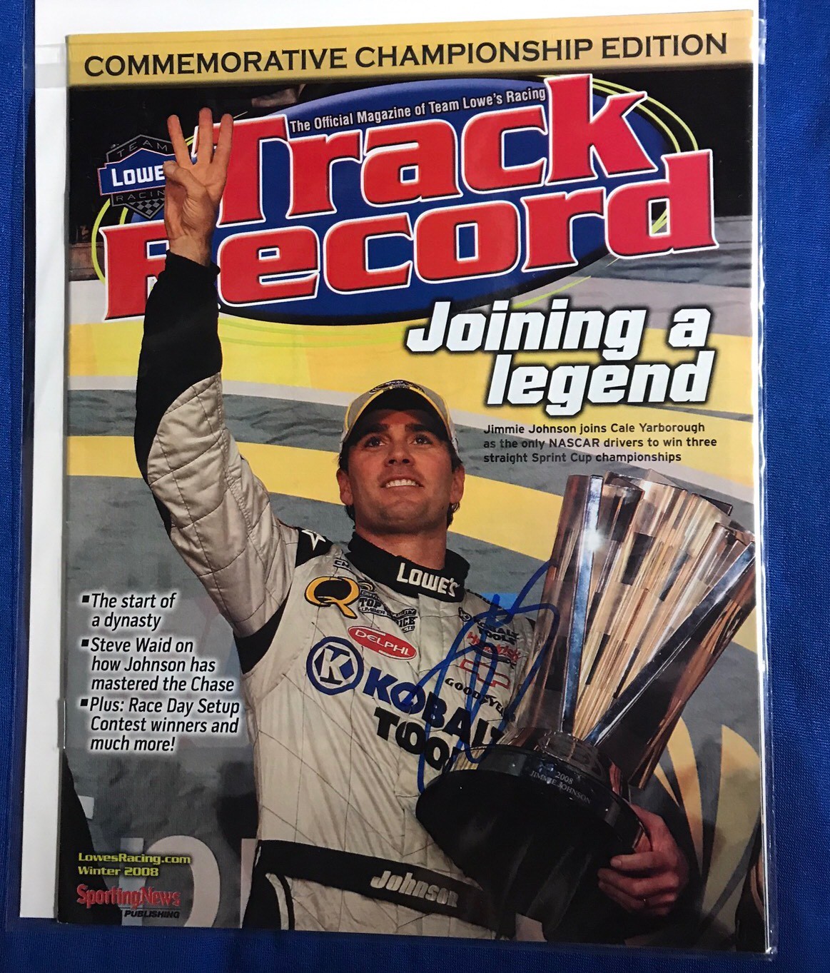 Jimmie Johnson Signed Lowes Track Record Magazine Autographed
