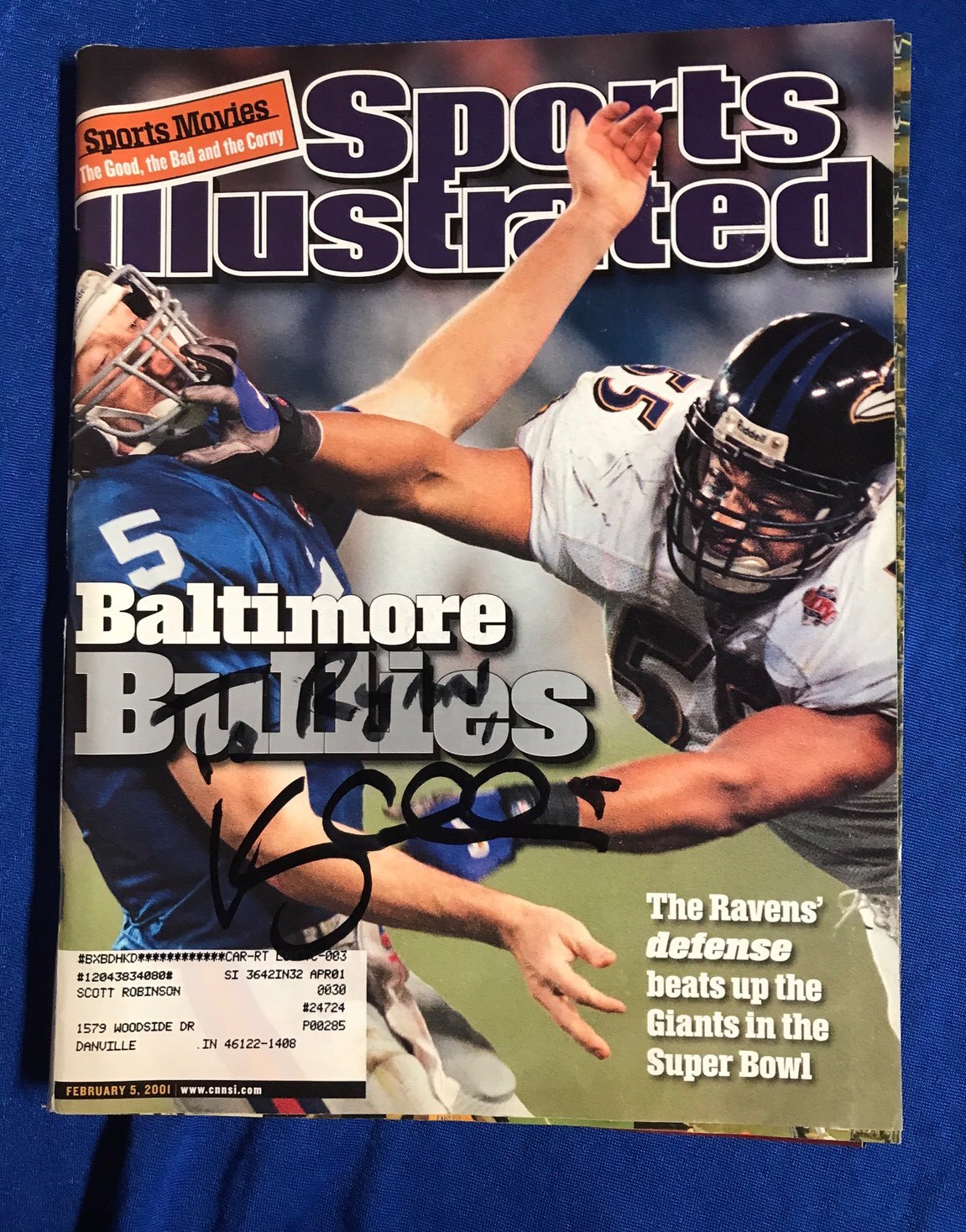 Kerry Collins Signed Sports Illustrated Magazine Autographed Personalized
