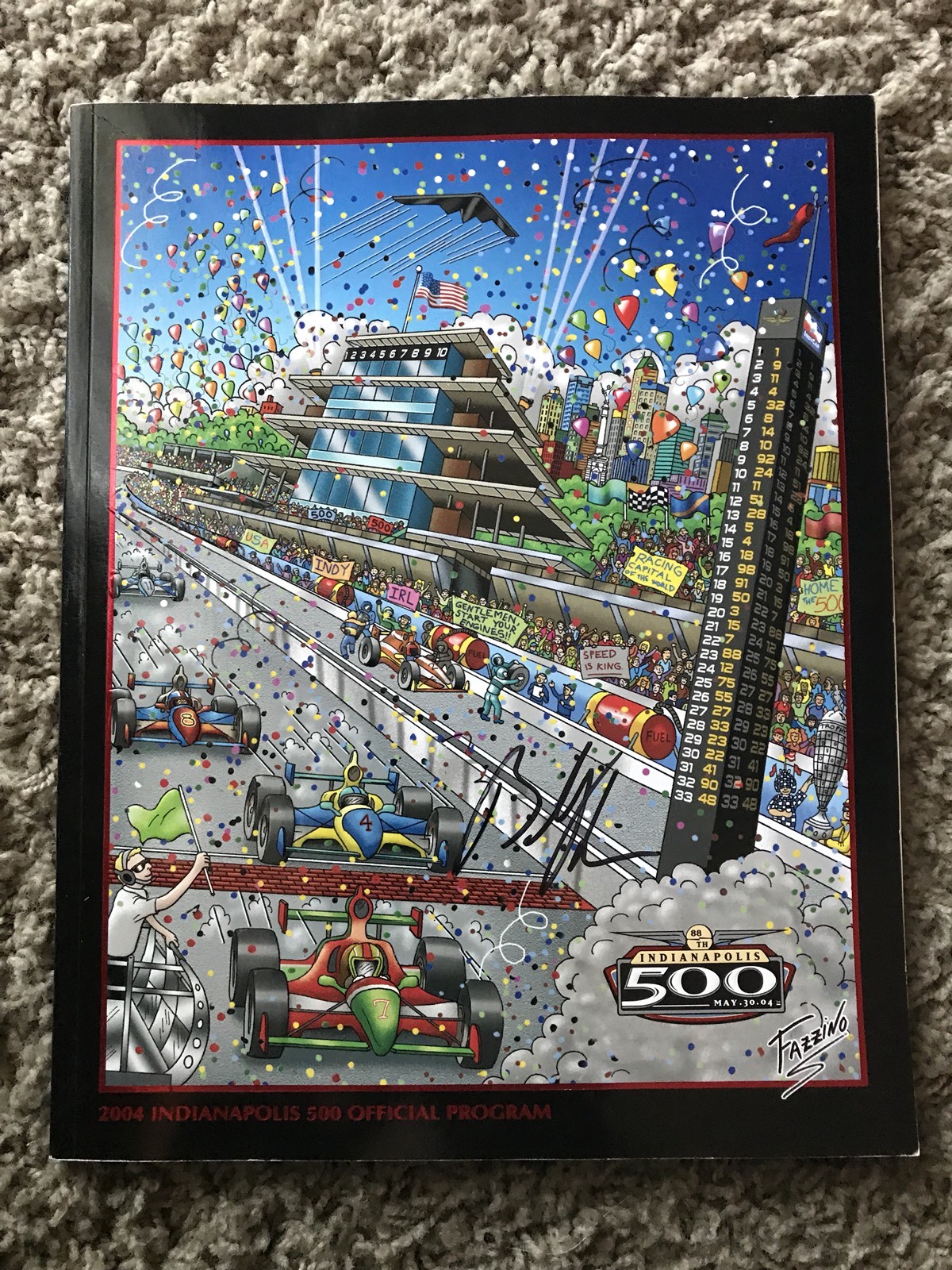 2004 Indy 500 Program Signed By Winner Buddy Rice Autographed
