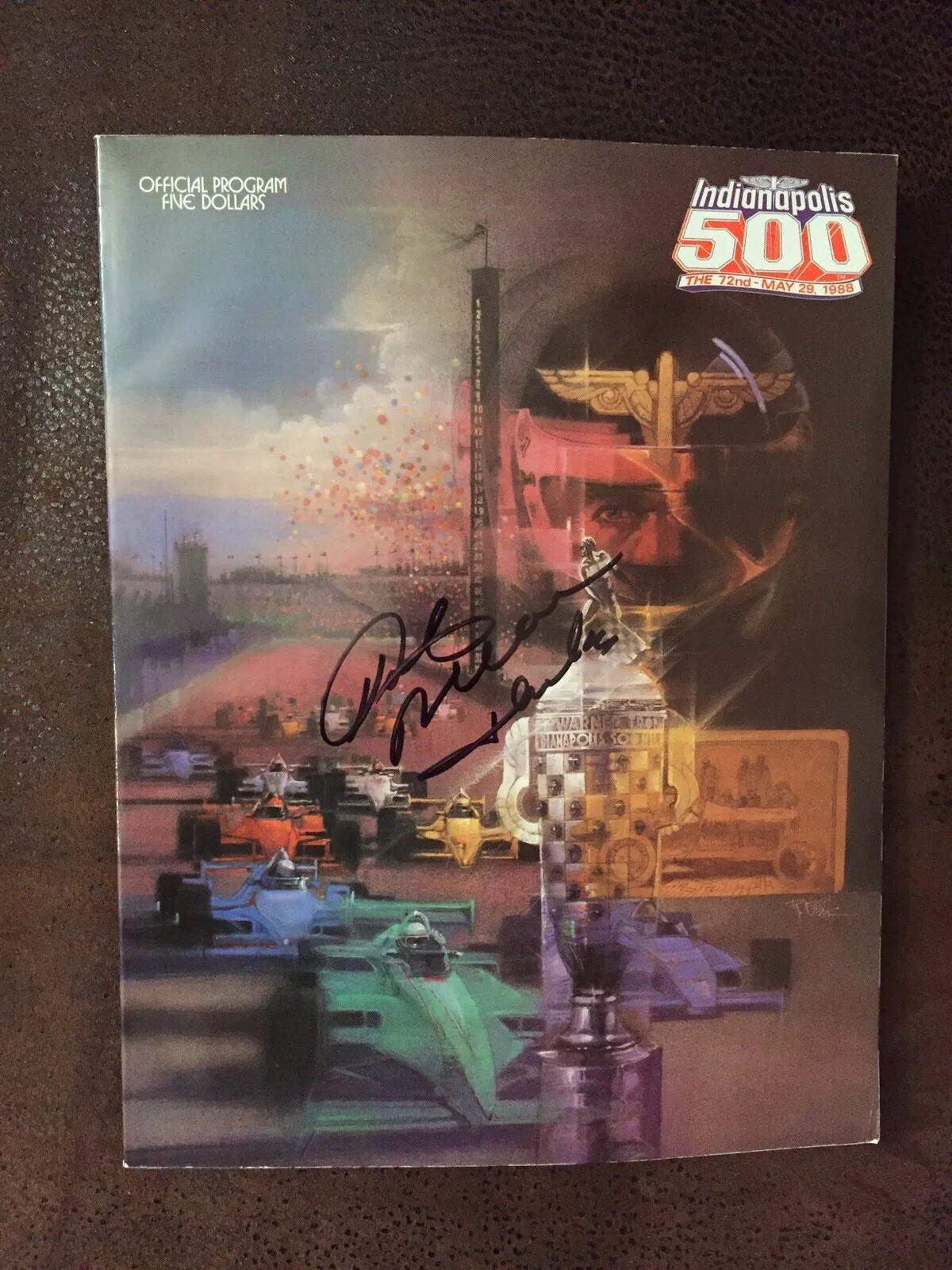1988 Indy 500 Program Signed By Winner Rick Mears Autographed
