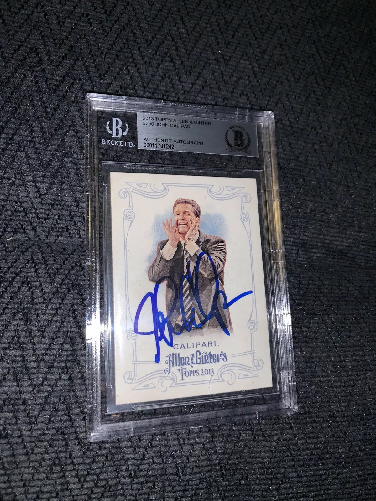 John Calipari Allen & Ginter #250 BAS Beckett Authenticated Card Signed
